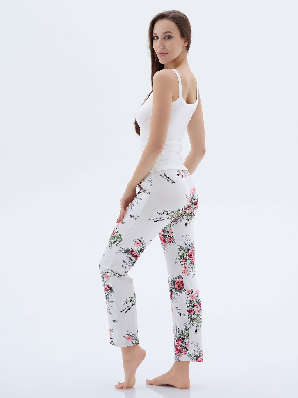 Пижама с халатом МИШЕЛЬ: брюки, топ, халат (молоко №18) - Ивановская трикотажная компания фото 7