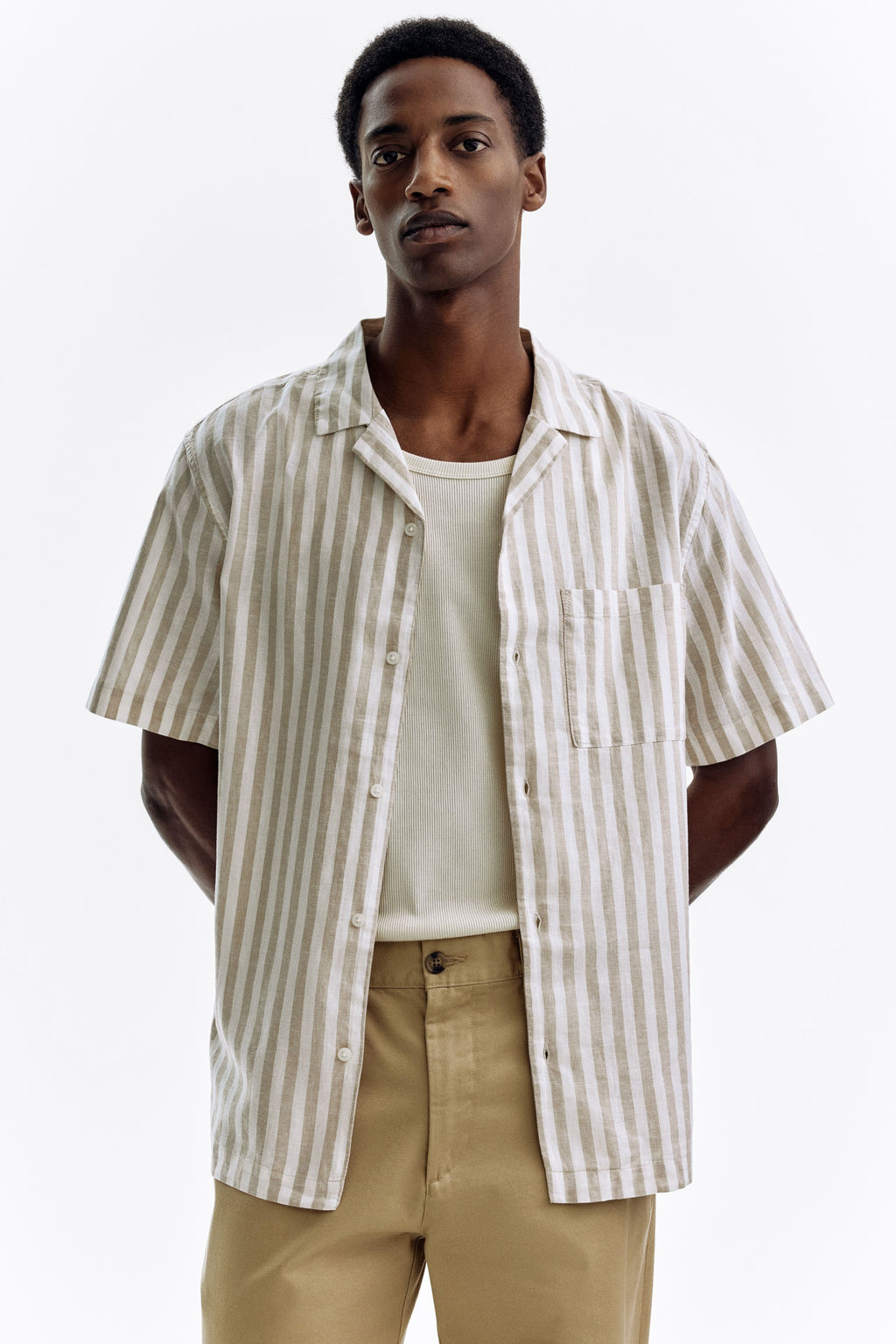 Camisa en mezcla de lino Regular Fit - H&m фото 9