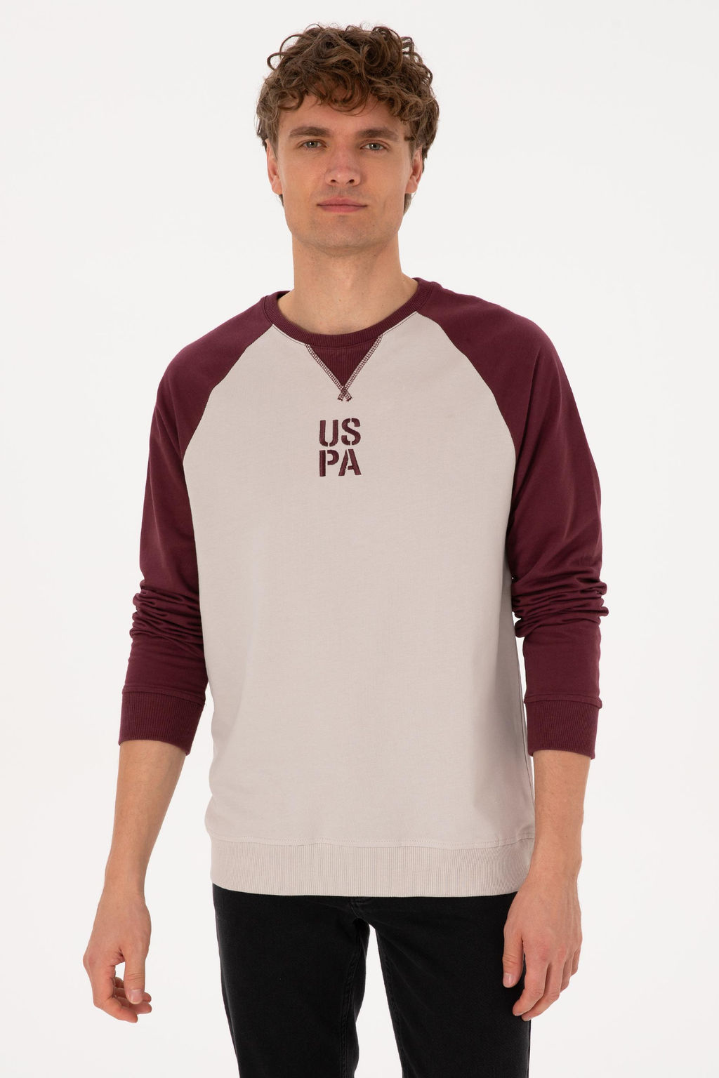 Erkek Bisiklet Yaka Regular Fit Bordo Sweatshirt