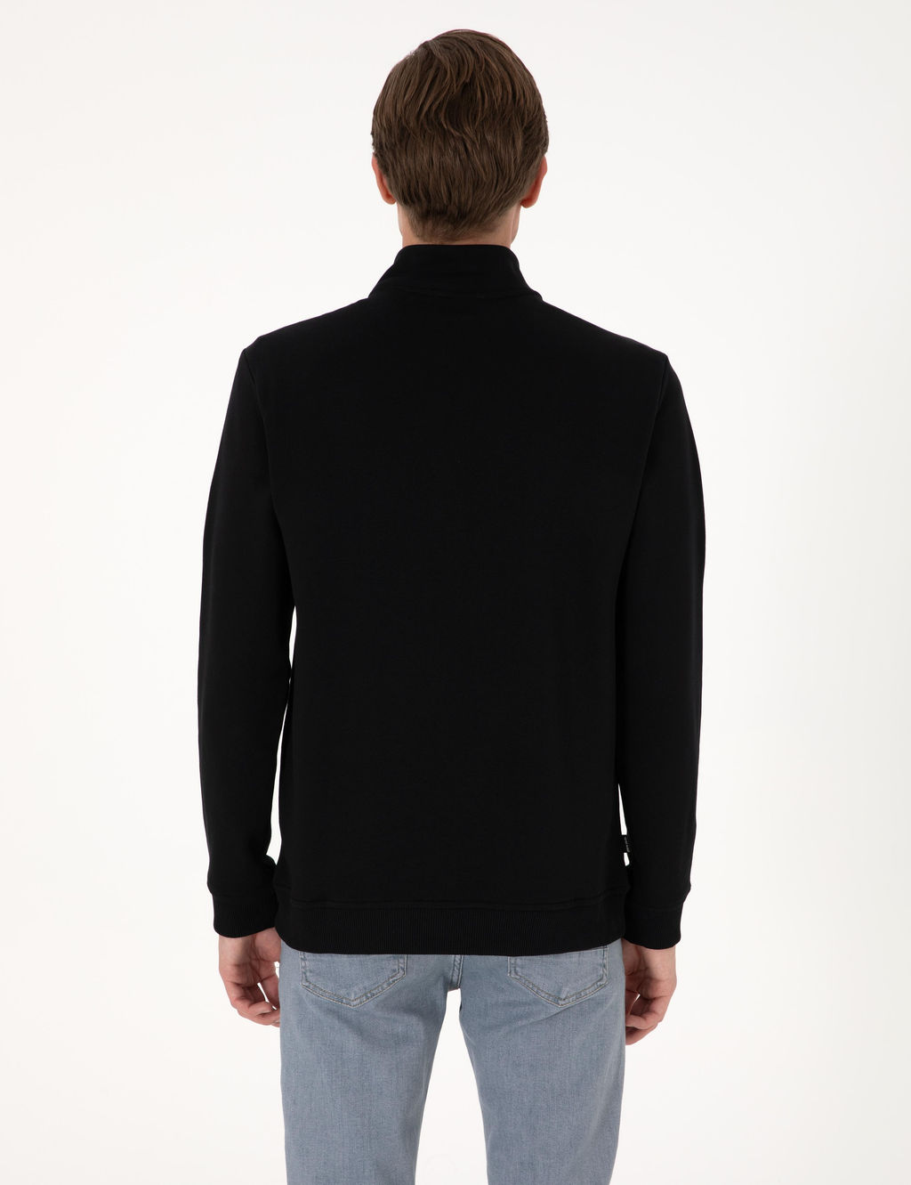 Siyah 3 _plik Regular Fit Fermuarl_ Dik Yaka Basic Sweatshirt - Pierre cardin фото 5