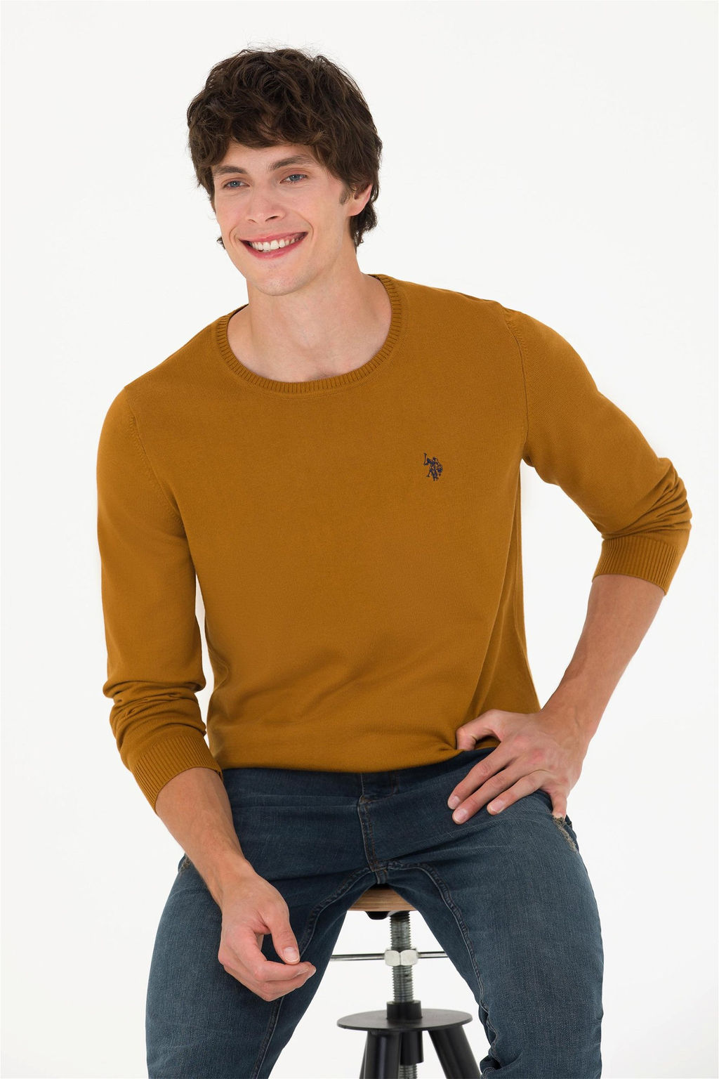 U. S. Polo Assn Мужской базовый свитер кокосового цвета - U.s. polo assn фото 10