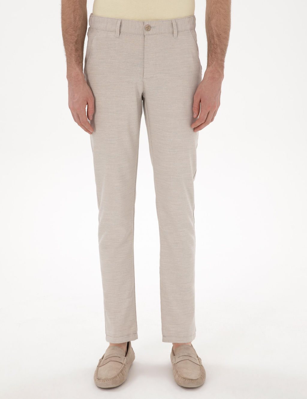 Bej Slim Fit Kanvas Pantolon