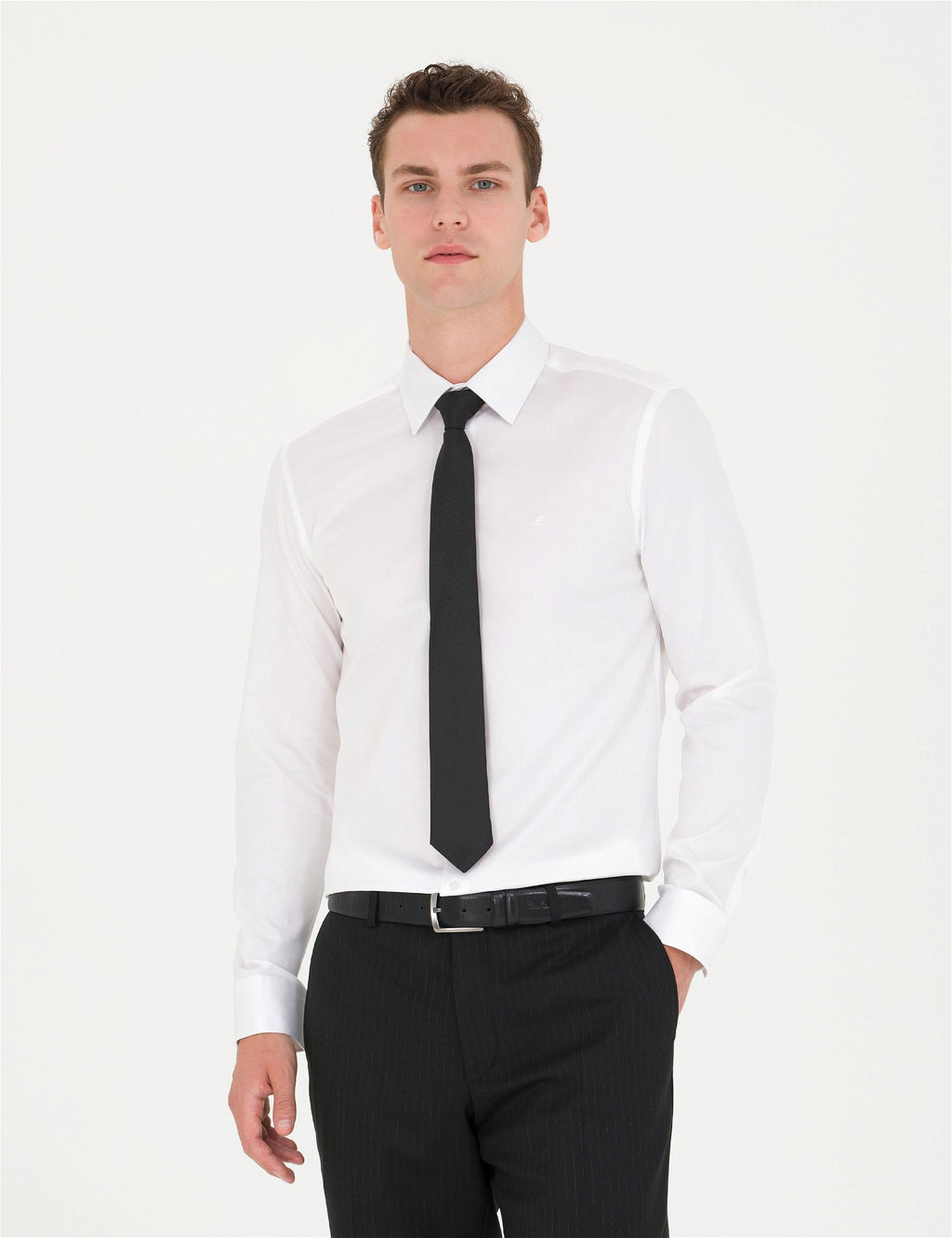 Beyaz Slim Fit Uzun Kollu Basic G_mlek