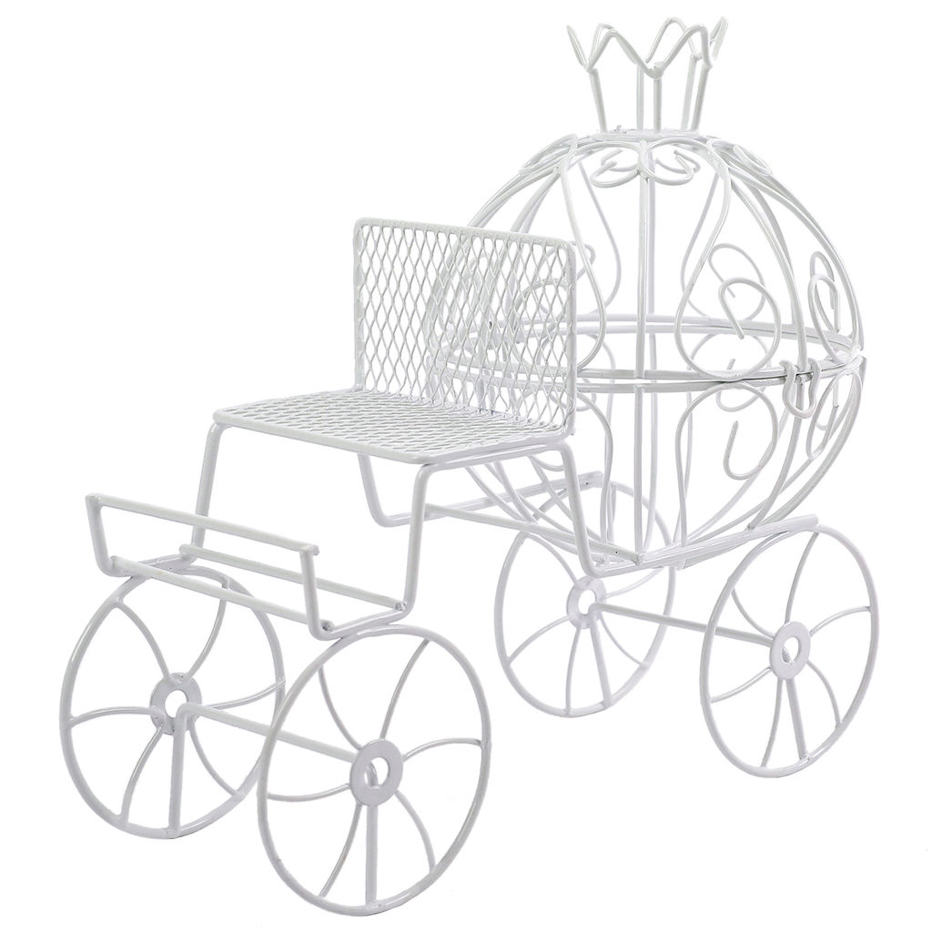 Миниатюра садовая Blumentag MET-099 Карета металл 18 х 19.5 см 01 Белый