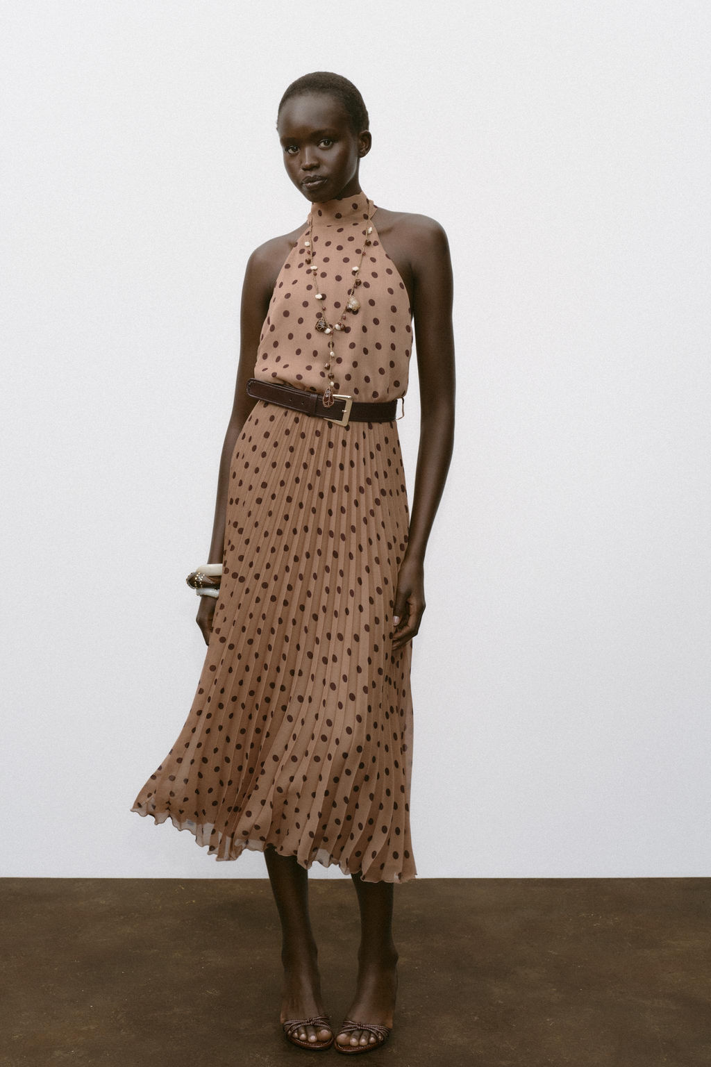 POLKA DOT MIDI DRESS WITH BELT - Zara фото 7