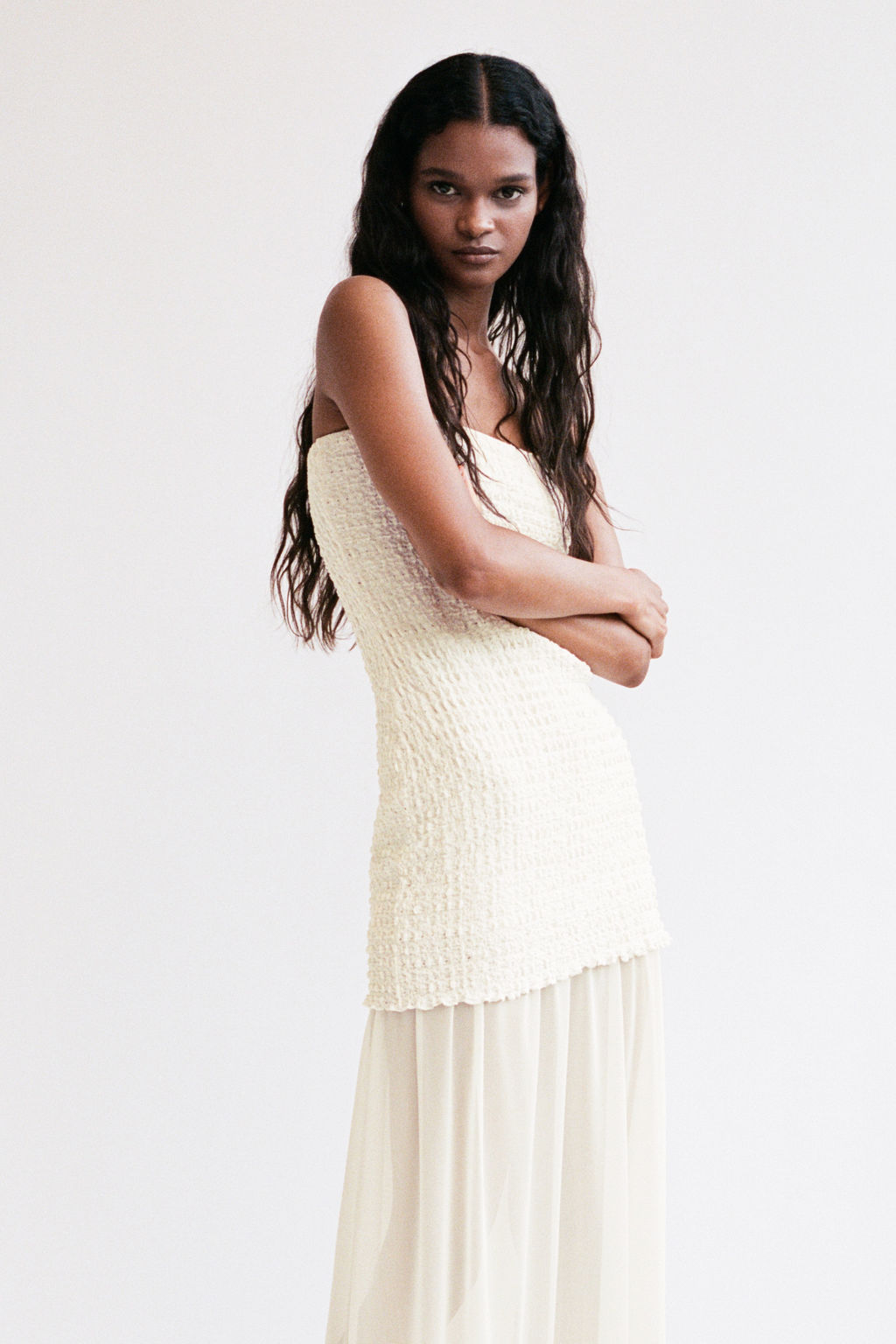 Vestido bandeau en tejido dual - H&m фото 4