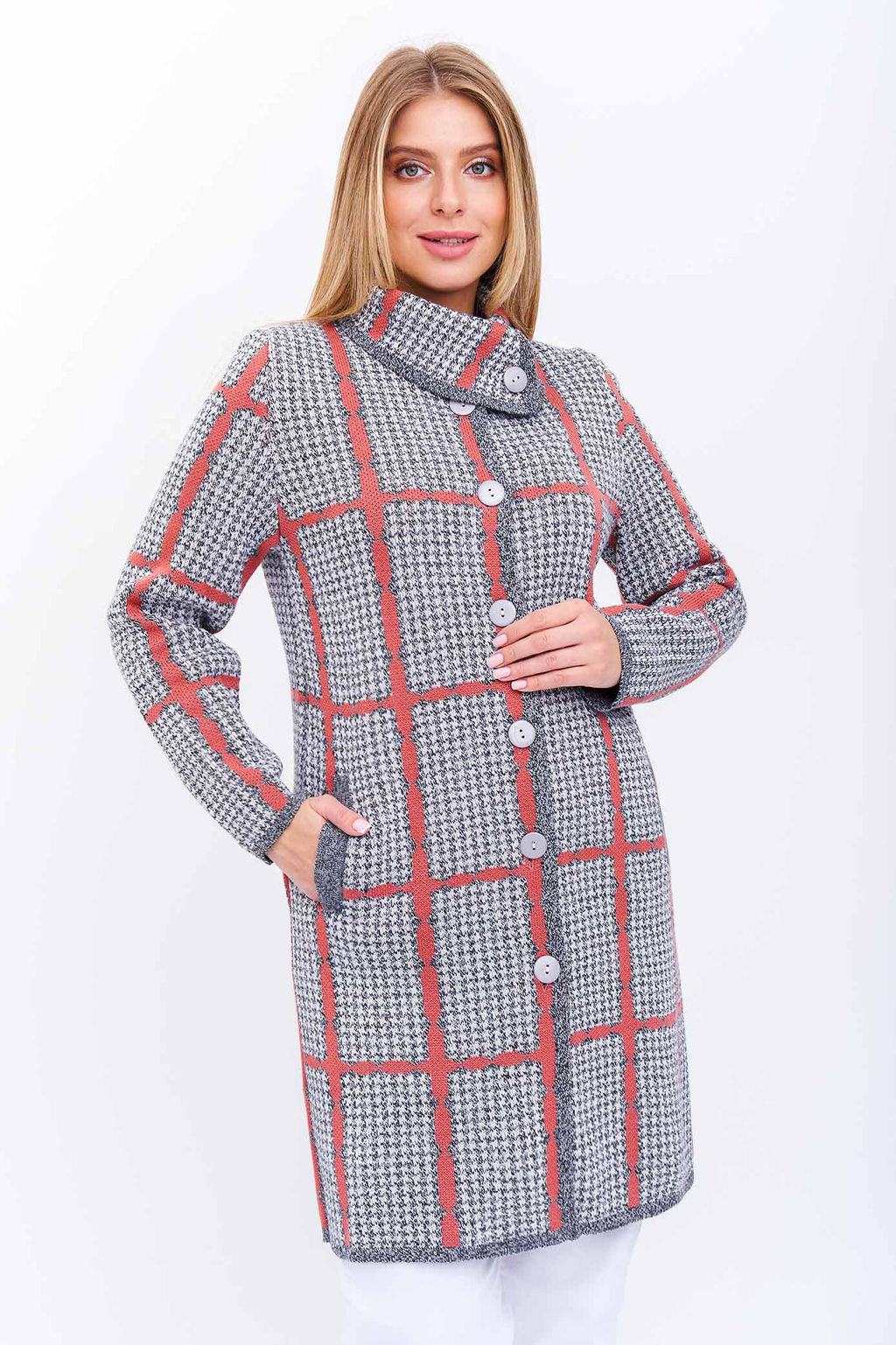 Кардиган К 1377/серо-ягодный микс (1205) - Злата фото 2