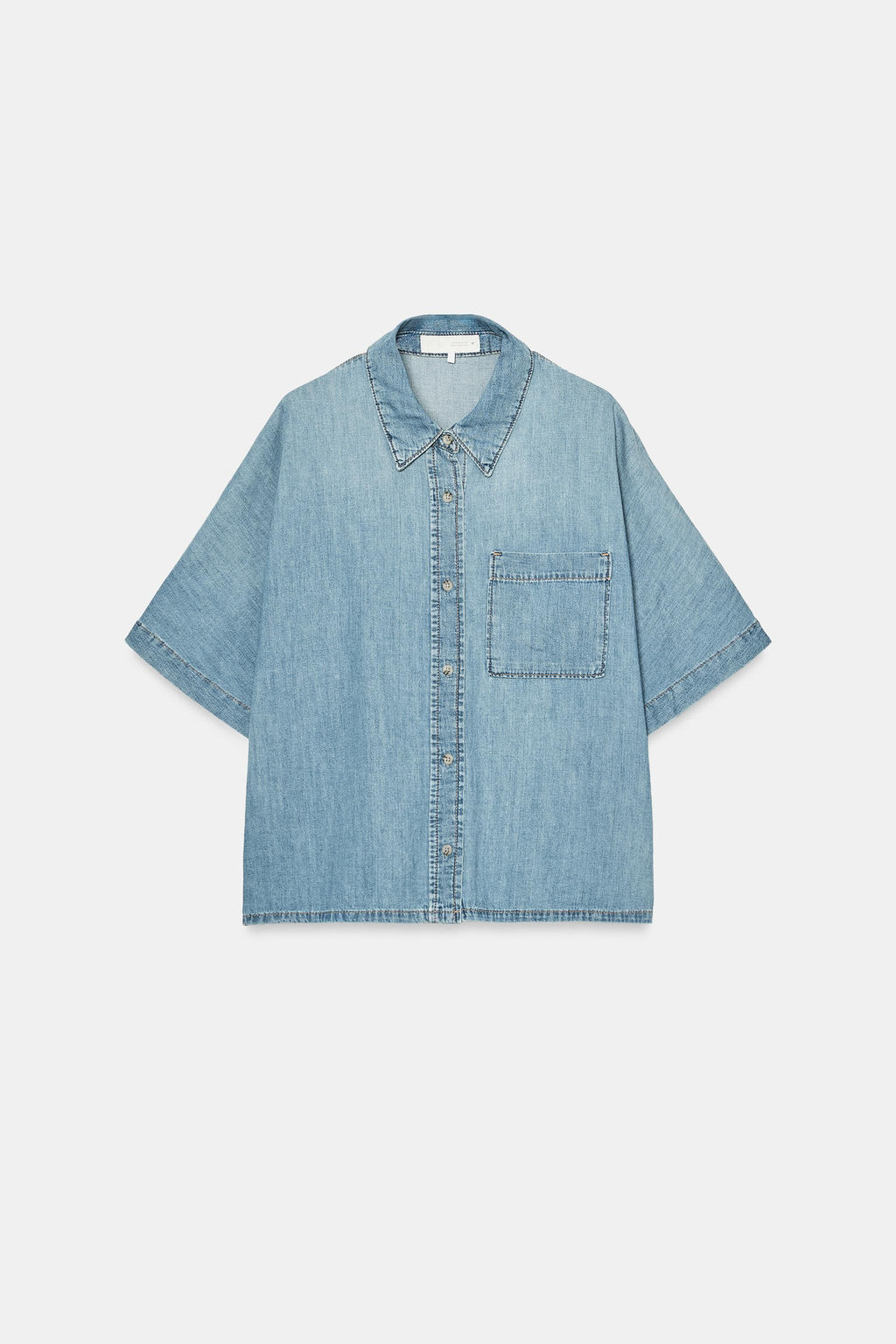 CAMISA DENIM TRF MANGA CORTA / Azul - Zara фото 5