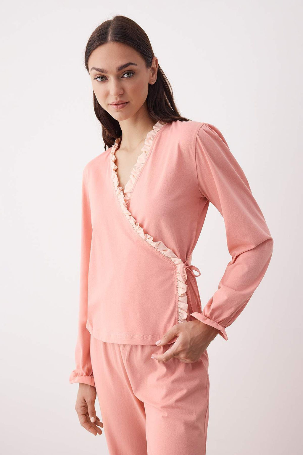 Gul Kurusu Duz F?rf?rl? 30/1 Openend Orme Pijama Tak?m? THMAW26PT00002 - Trendyolmilla фото 2