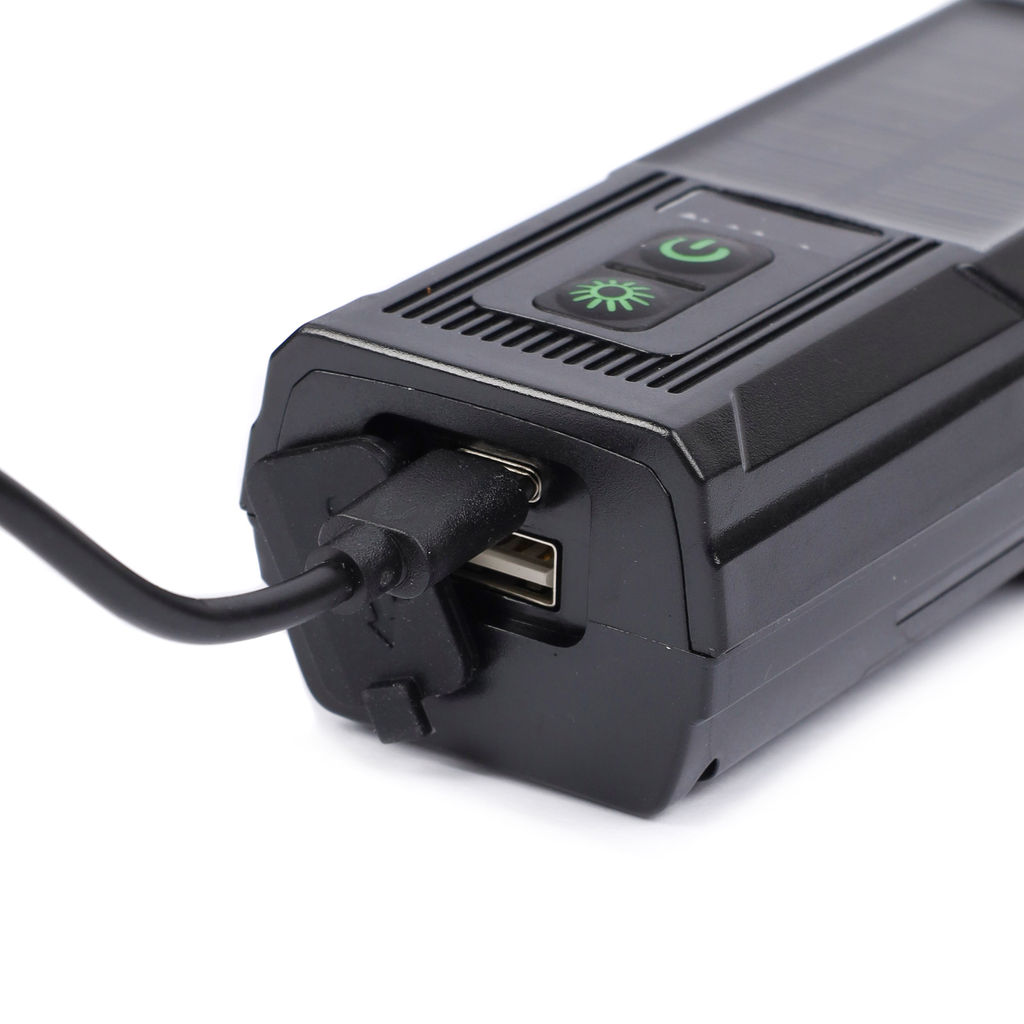 Фонарь передний COMIRON SOLAR LIGHT корпус: PC CARBON; свет: 1000lm; сигнал 130Дб, аккумулятор 4000 mAh подзарядка от солнца, Type-C. /уп20/80/ - Галеонтрейд фото 5