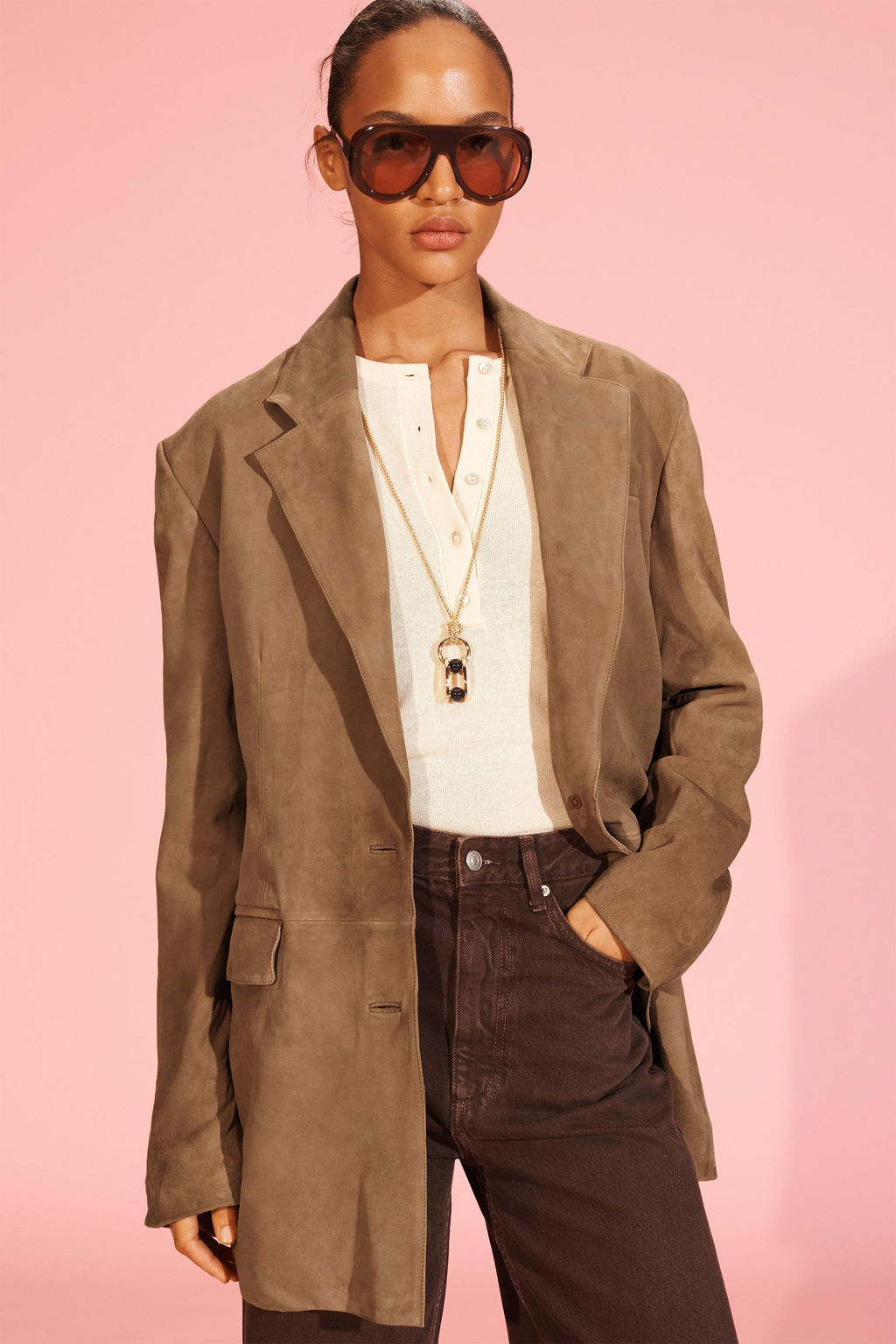 LIMITED EDITION 100% SUEDE LEATHER BLAZER - Zara фото 2