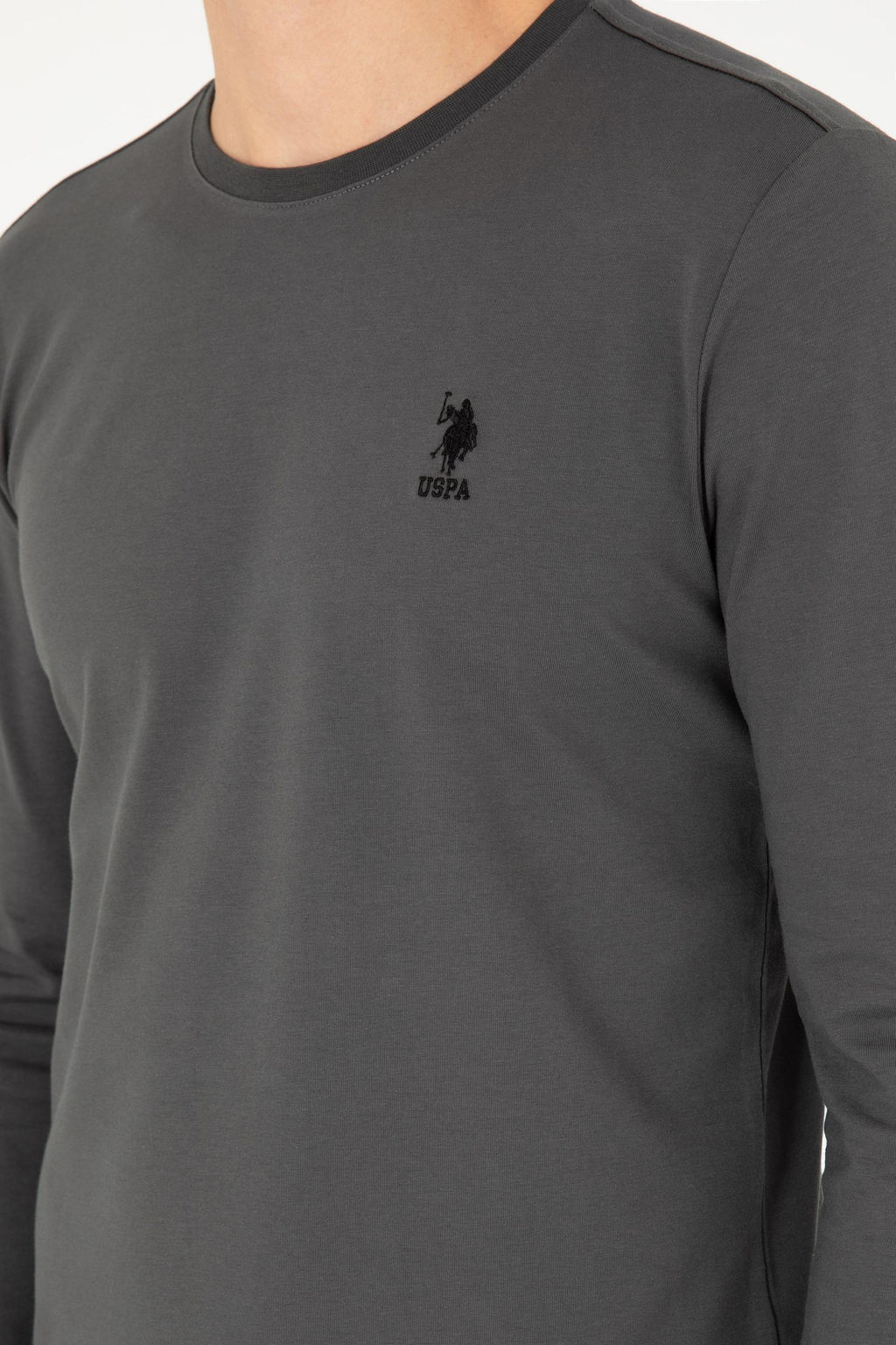 Мужской базовый свитшот антрацитового цвета - U.s. polo assn фото 7