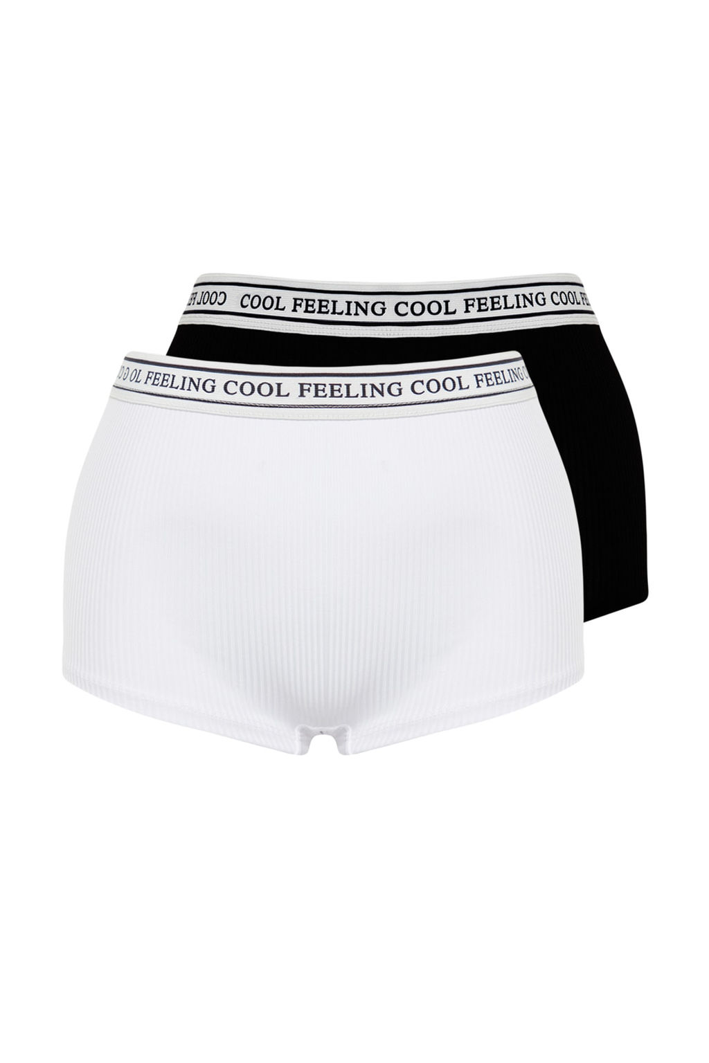 TRENDYOLMILLA Siyah-Beyaz 2li Paket Fitilli Slogan Lastik Detayl? Boxer Orme Kulot THMAW24KU00008