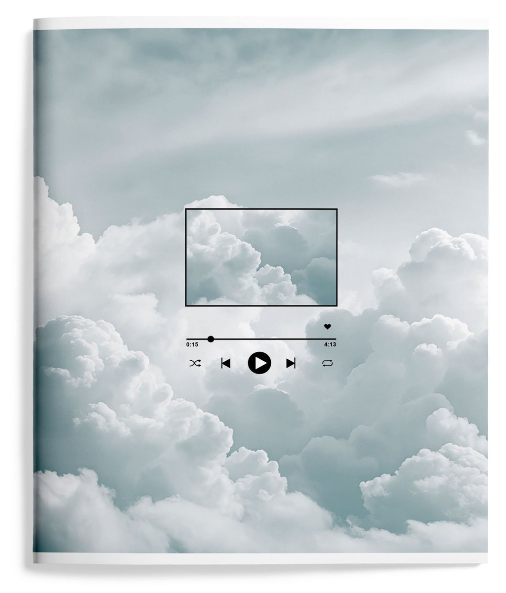 Тетрадь 48 л. А5 клетка, на скрепке, офсет LOREX SOUND IN CLOUDS мелованный картон, двойная обложка, запечатка форзаца, soft touch - Buro фото 5