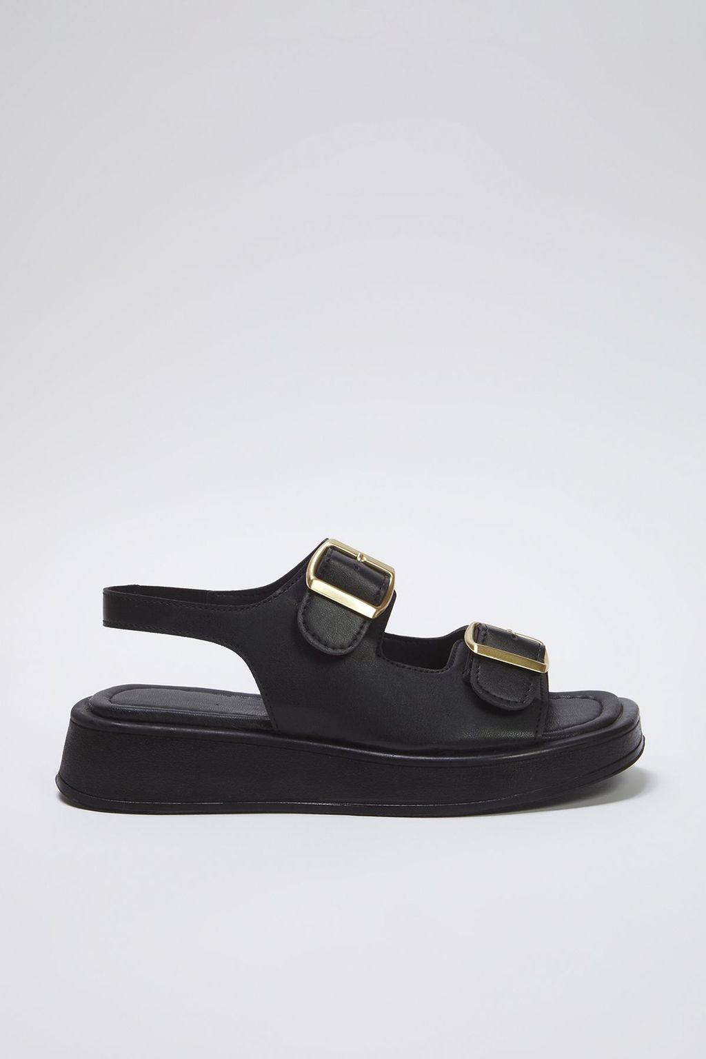 Siyah Cift Tokal? Kad?n Kal?n Taban Sandalet 
TAKAW25SD00000