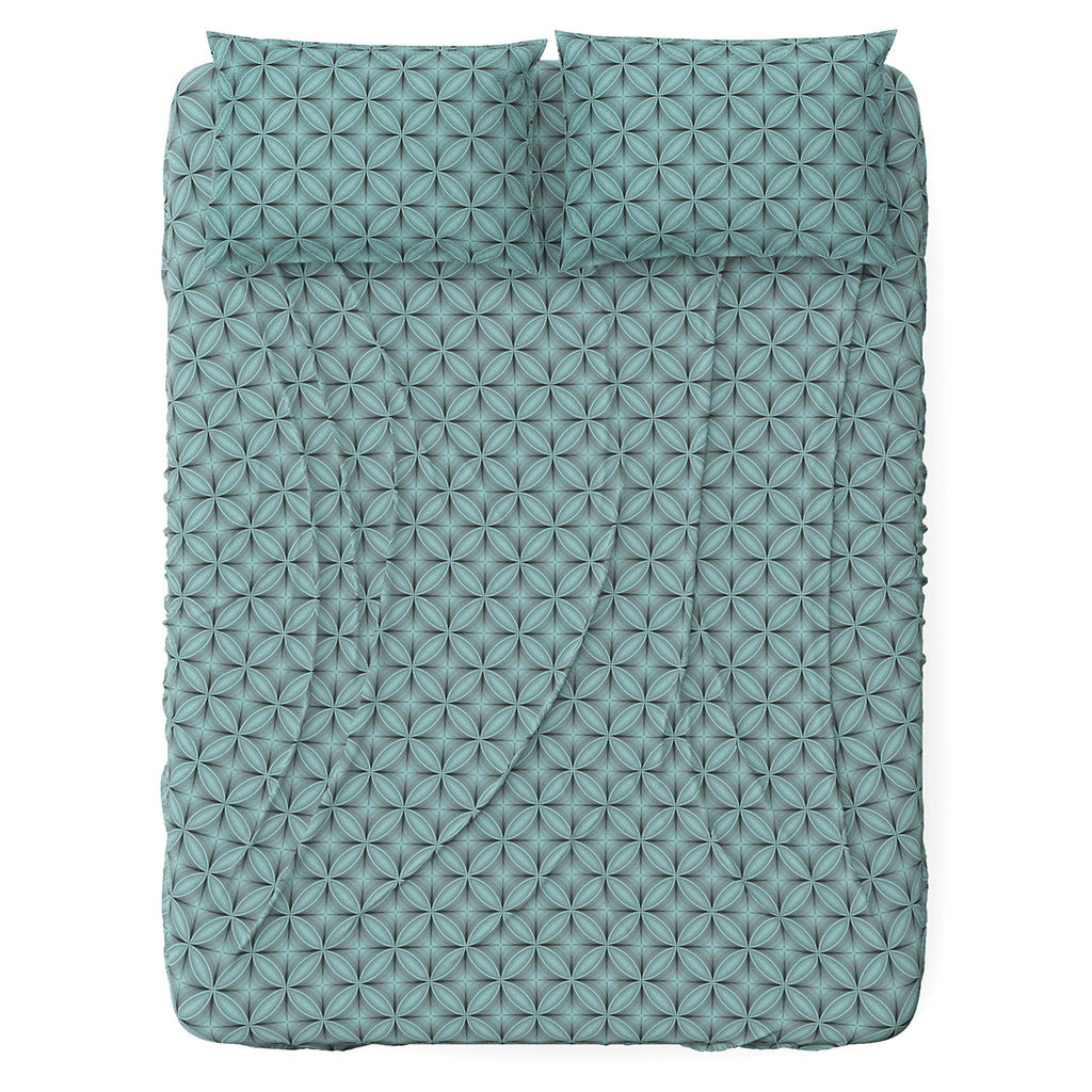 Простыня Евростандарт "Энигма" мятный 220х240см, поплин 115г/м2, хлопок 100%, упаковка "классическая" ПВХ 28х41см, "Домашняя мода" (Россия)