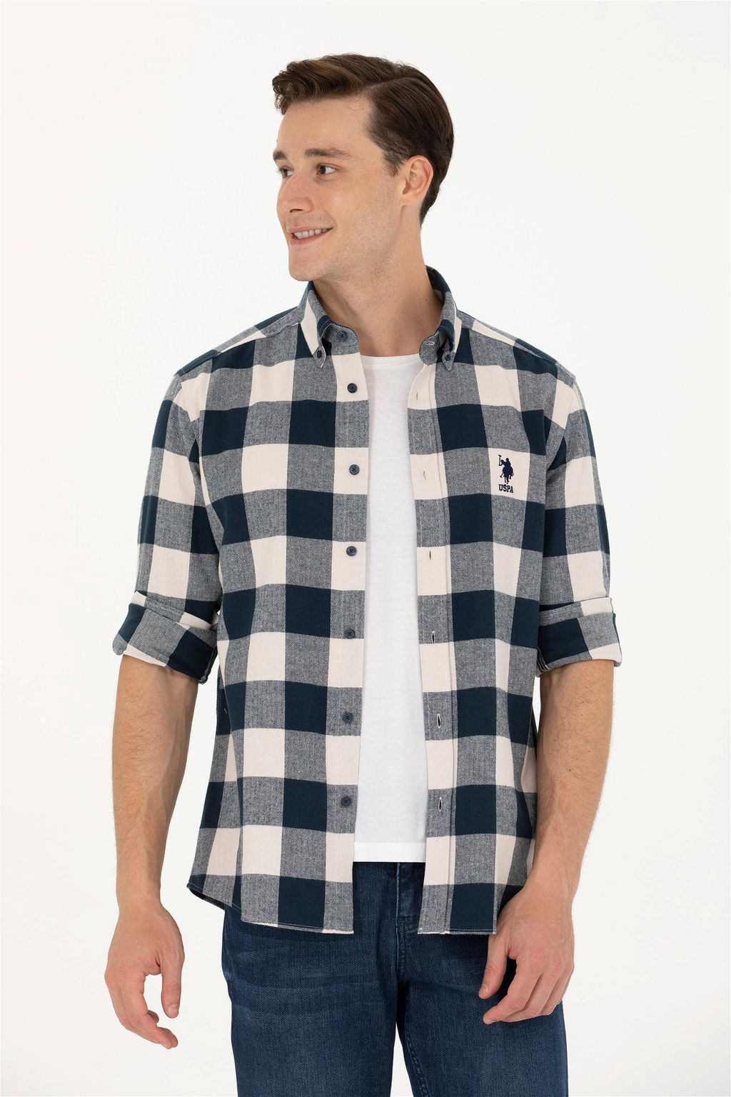 Мужская темно-синяя рубашка с длинным рукавом - U.s. polo assn фото 3