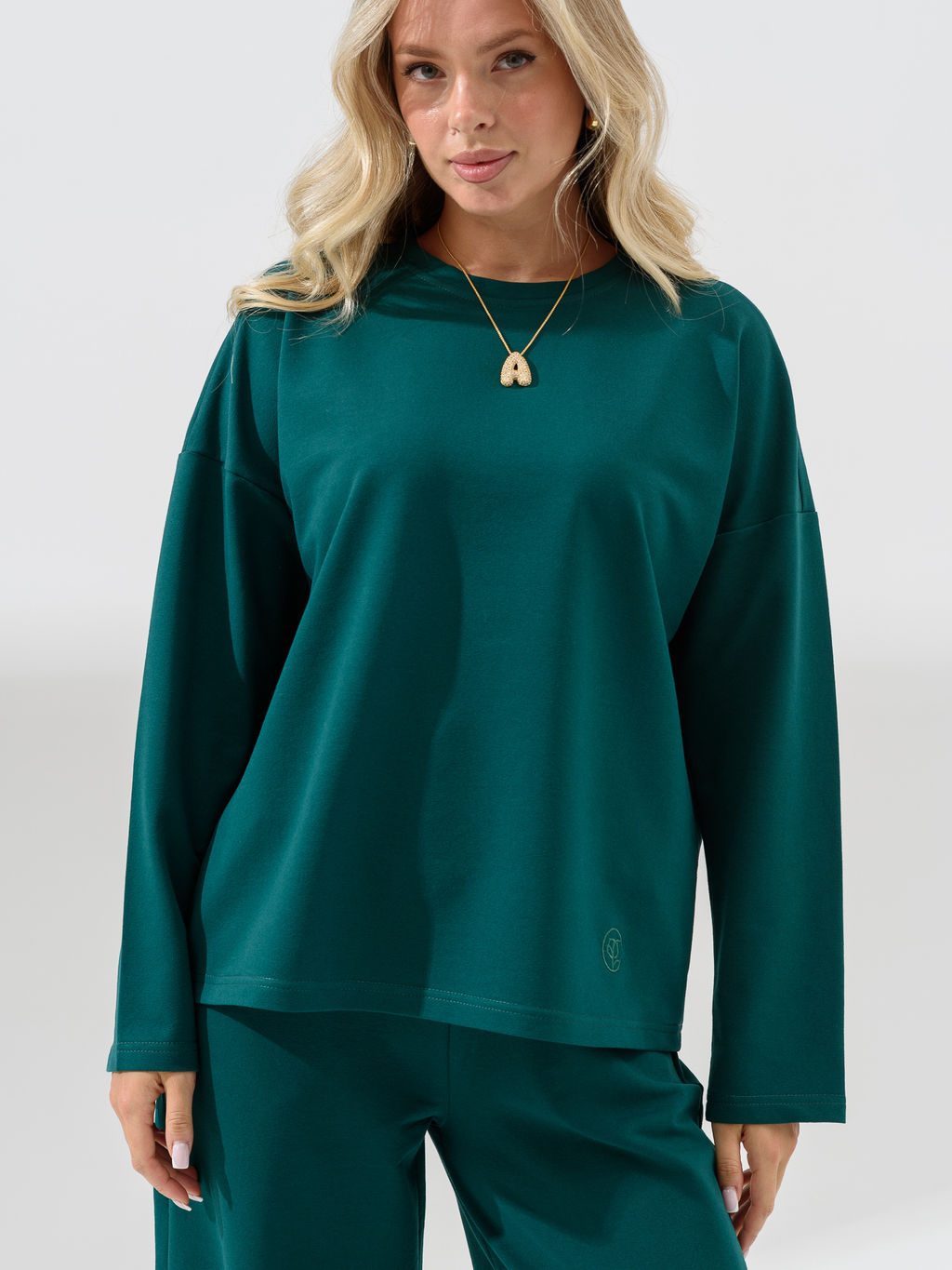 Костюм Оптима футер с брюками палаццо изумрудный  фото 13