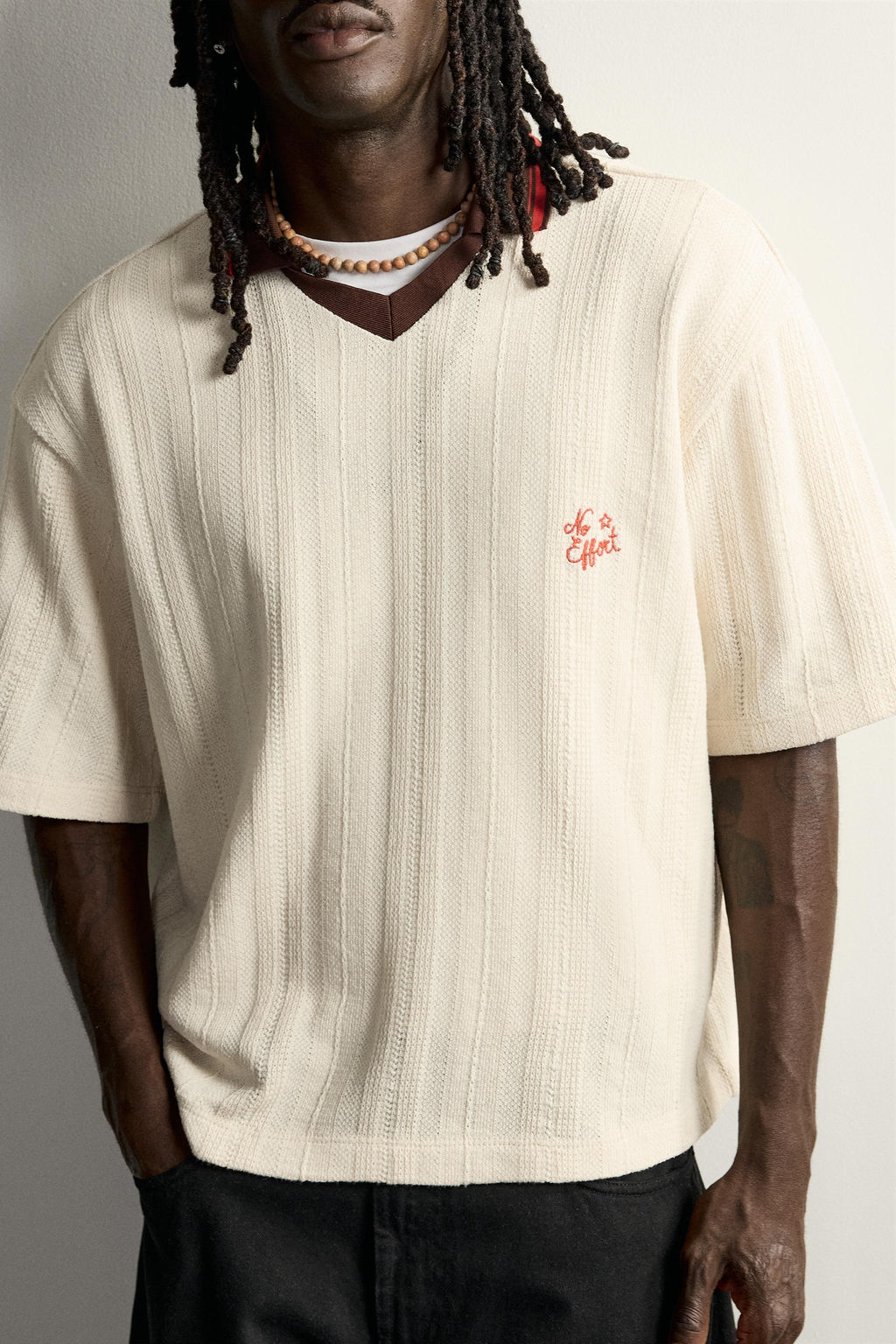 CAMISA POLO ESTRUCTURA BORDADO / Blanco roto - Zara фото 5
