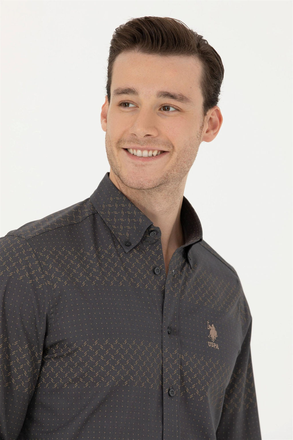 Мужская рубашка антрацитового цвета с длинным рукавом Неожиданная скидка в корзине - U.s. polo assn фото 2