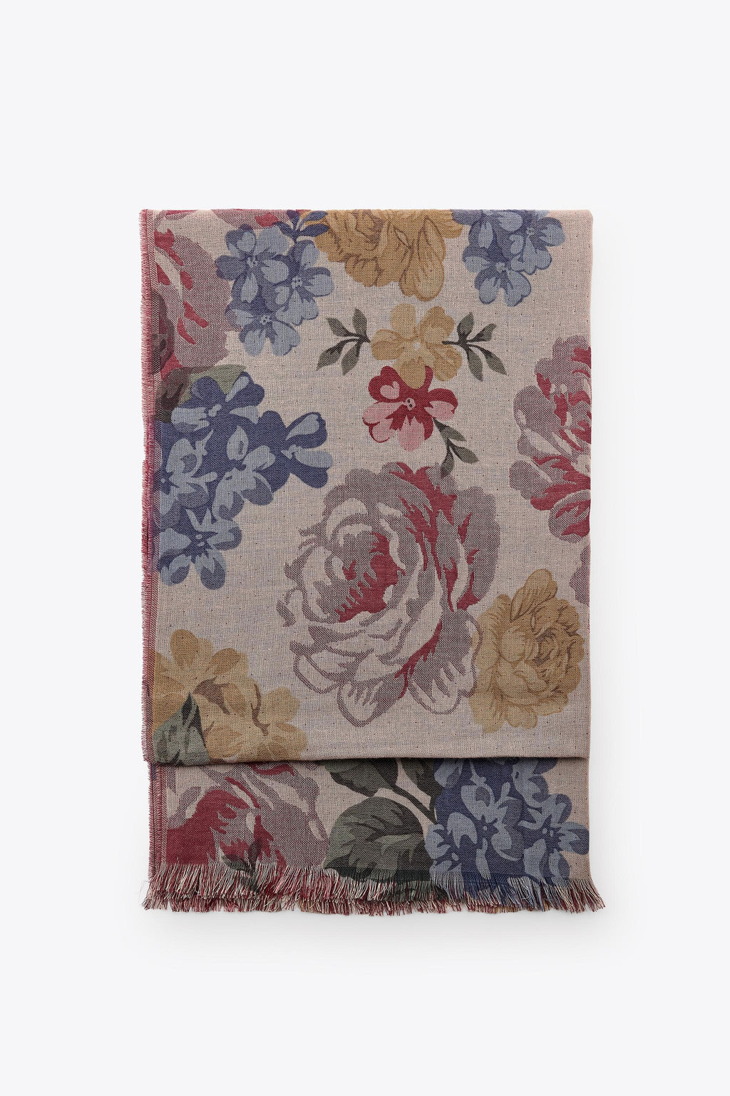FLORAL PRINT SCARF WITH WOOL - Zara фото 3
