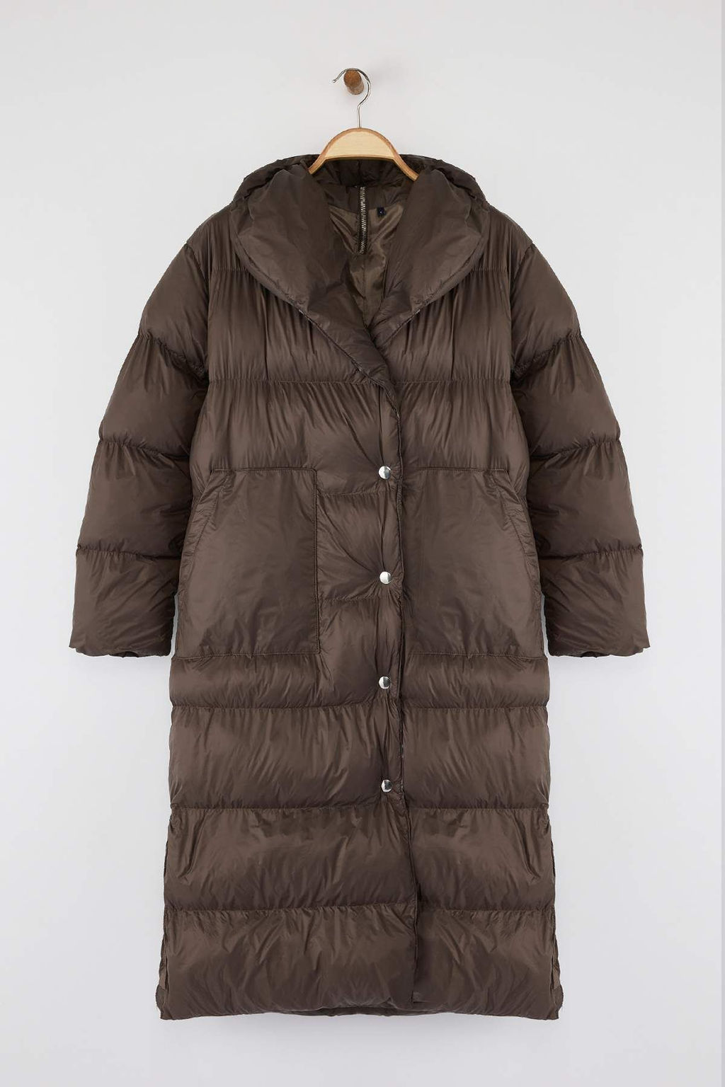 TRENDYOLMILLA Koyu Vizon Oversize Kal?p Kusakl? Kapusonlu Fermuarl? Su Itici K?sl?k Sisme Mont TWOAW25MO00057  фото 6