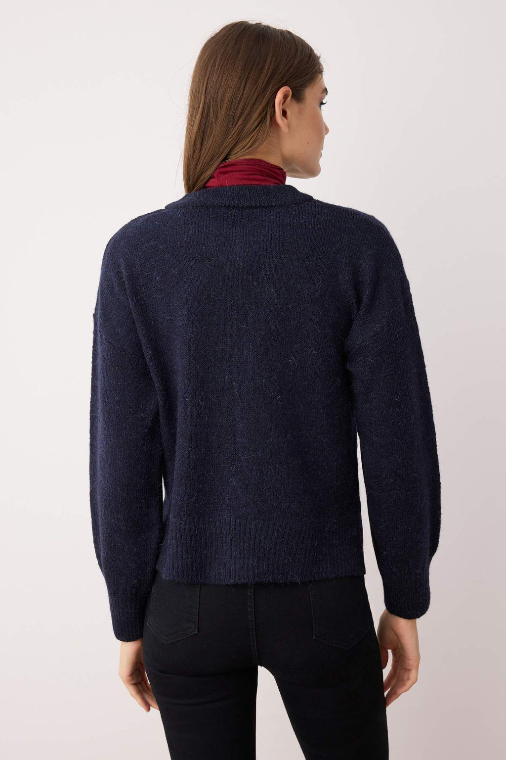 Lacivert More Sustainable Alpaka Yunu Kar?s?ml? Premium/Ozel Iplik Triko H?rka TWOAW26HI00000 - Trendyolmilla фото 4