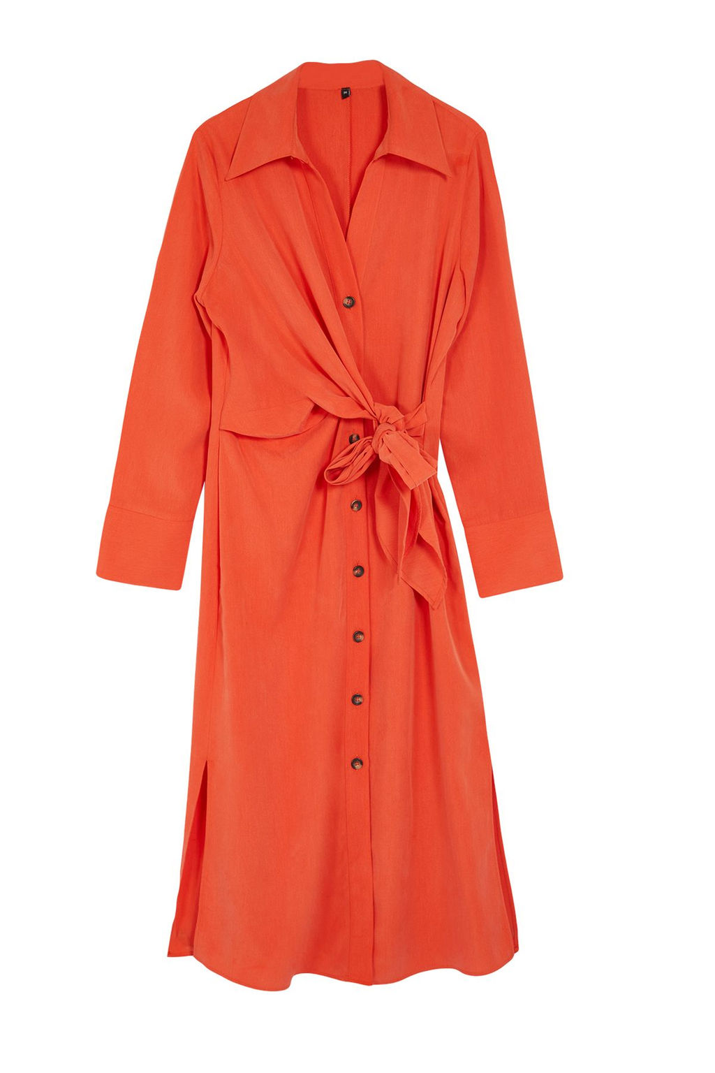 Kiremit Baglama Detayl? Midi Dokuma Gomlek Elbise TWOSS24EL01110 - Trendyolmilla фото 6