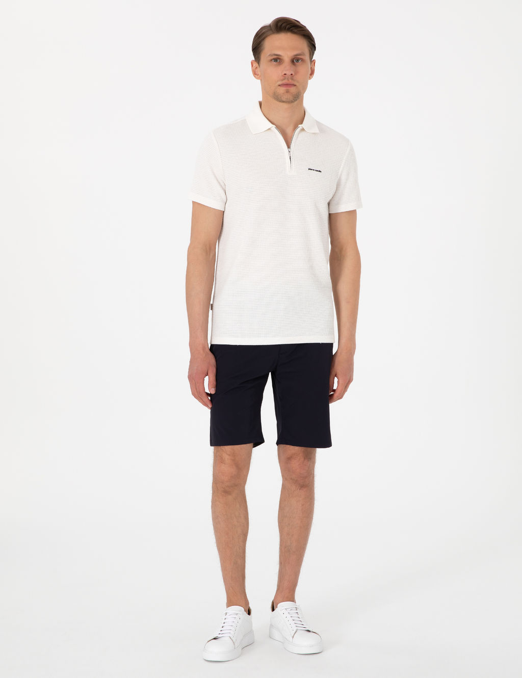 Ekru Slim Fit _rme Dokulu Polo Yaka Ti__rt