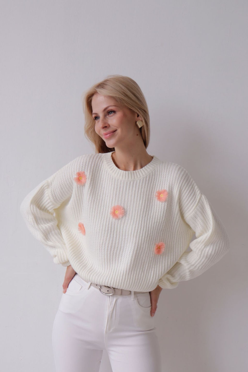 9837 Джемпер белый с цветами - Martichelli фото 21