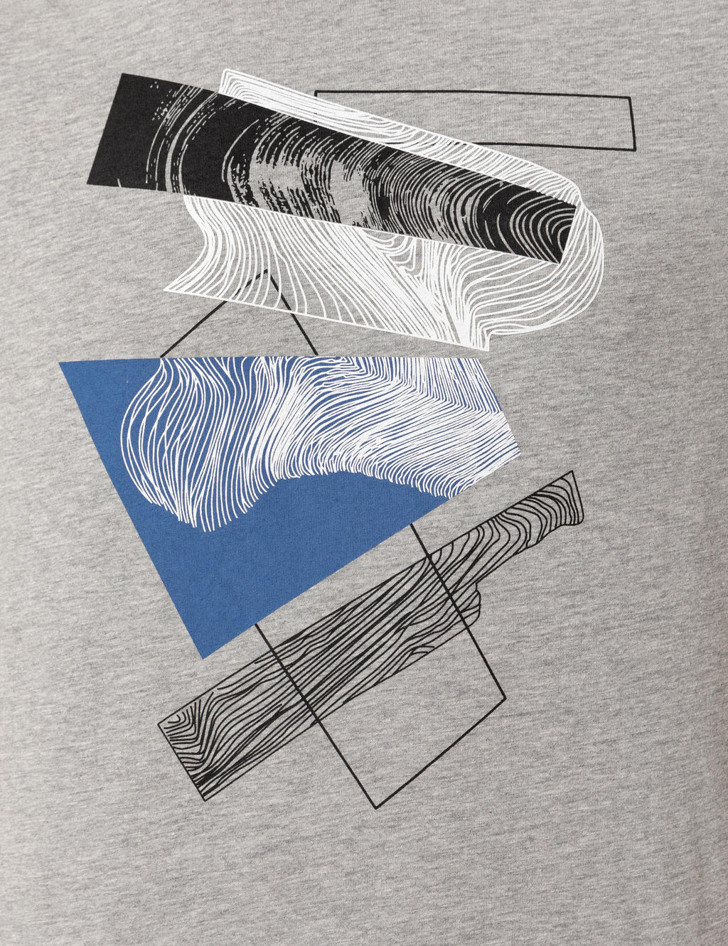 A__k Gri Melanj Slim Fit Bask_l_ Bisiklet Yaka Ti__rt