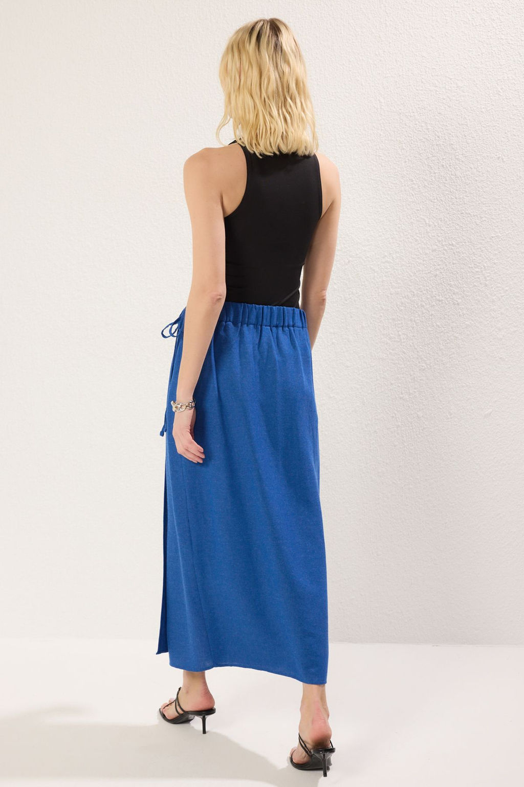 TRENDYOLMILLA Lacivert Baglama Detayl? Kruvaze Kapama Maxi Boy Dokuma Etek TWOSS25ET00126 фото 6