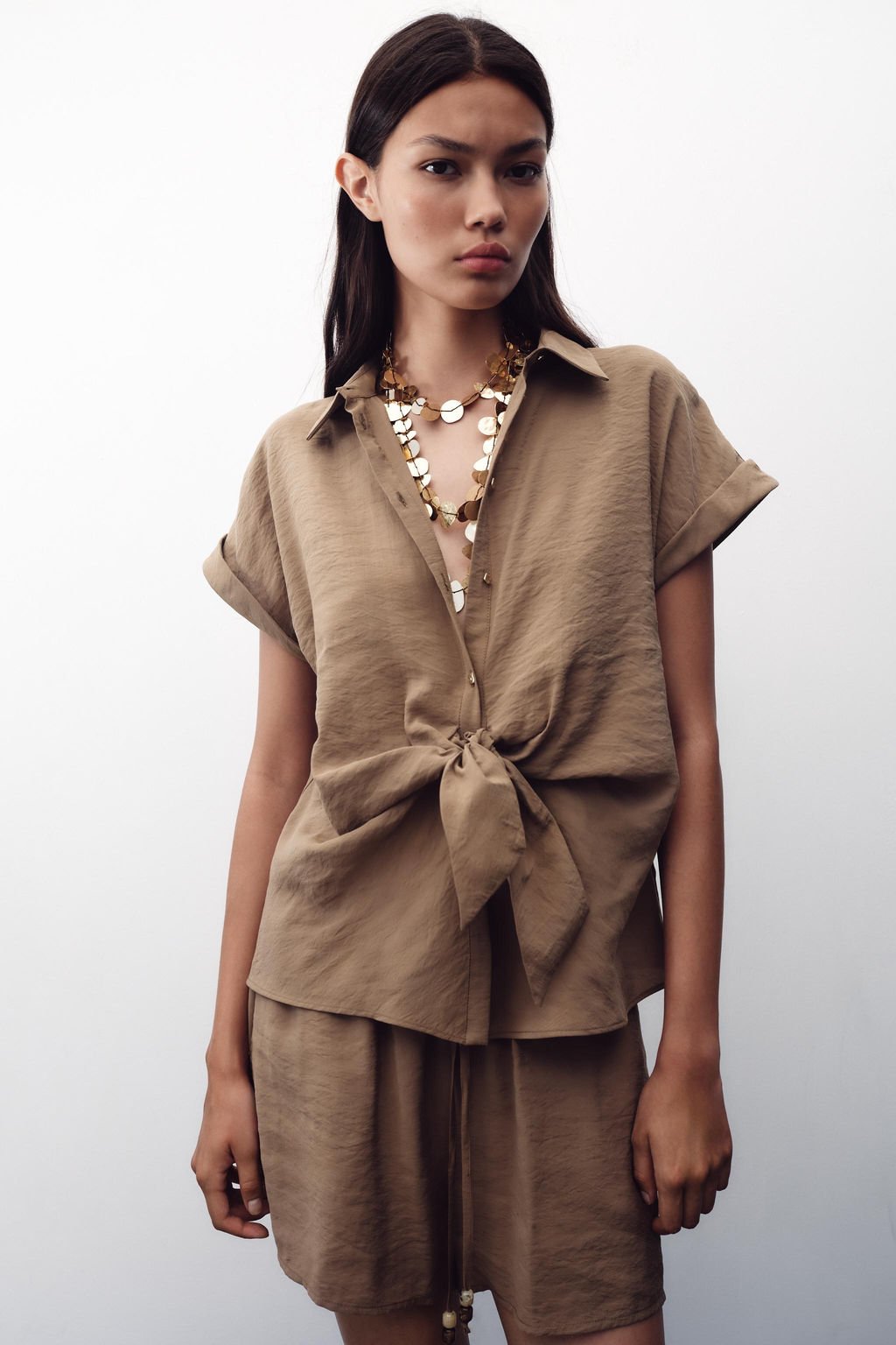 SHORT SLEEVE KNOT SHIRT - Zara фото 11