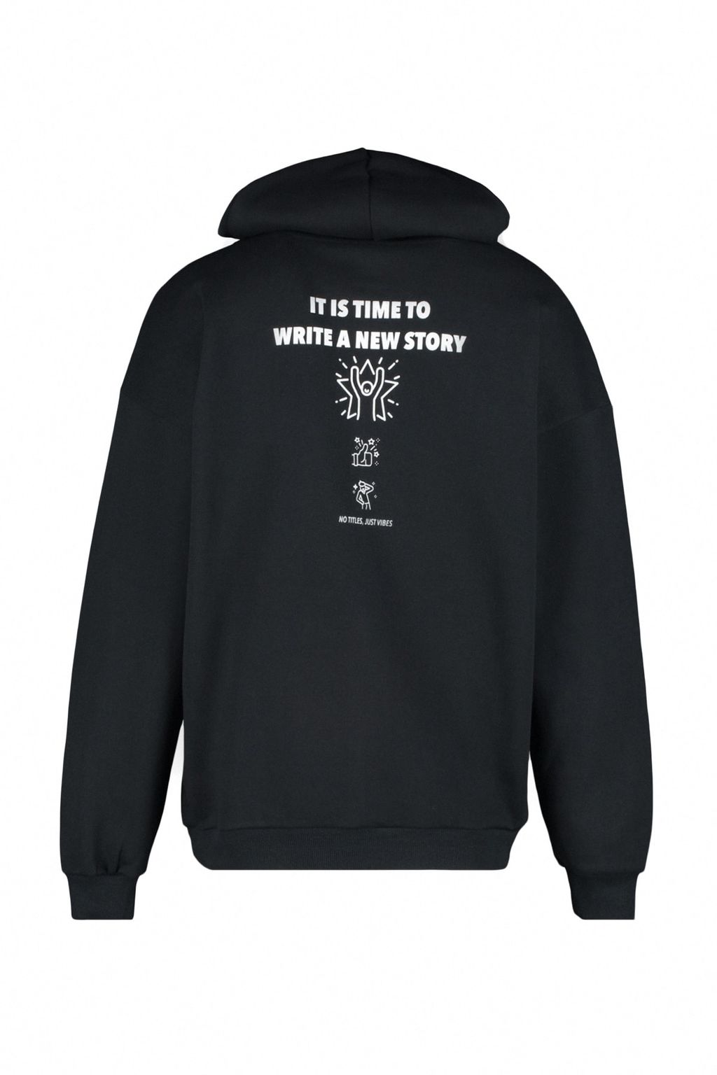Siyah Oversize/Genis Kesim Fit Kapusonlu Yaz? Bask?l? Sweatshirt TMNAW23SW00015 - Trendyolmilla фото 7