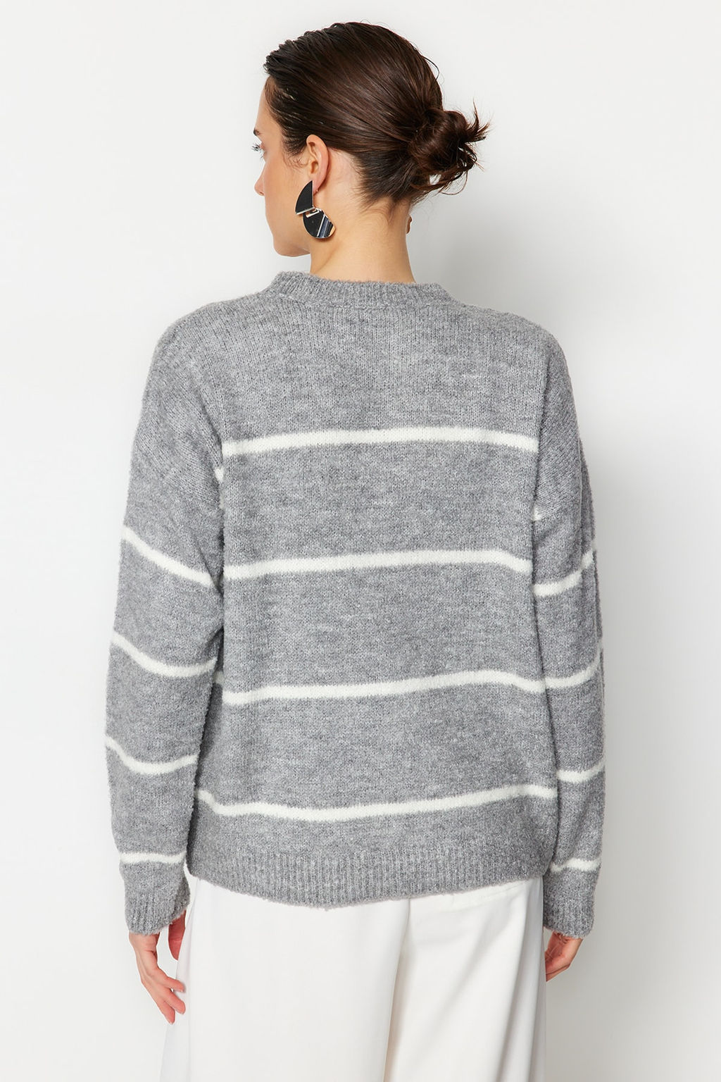 Tas Cizgili Genis Kal?p Dokulu Triko Kazak TWOAW23KZ01863 - Trendyolmilla фото 13