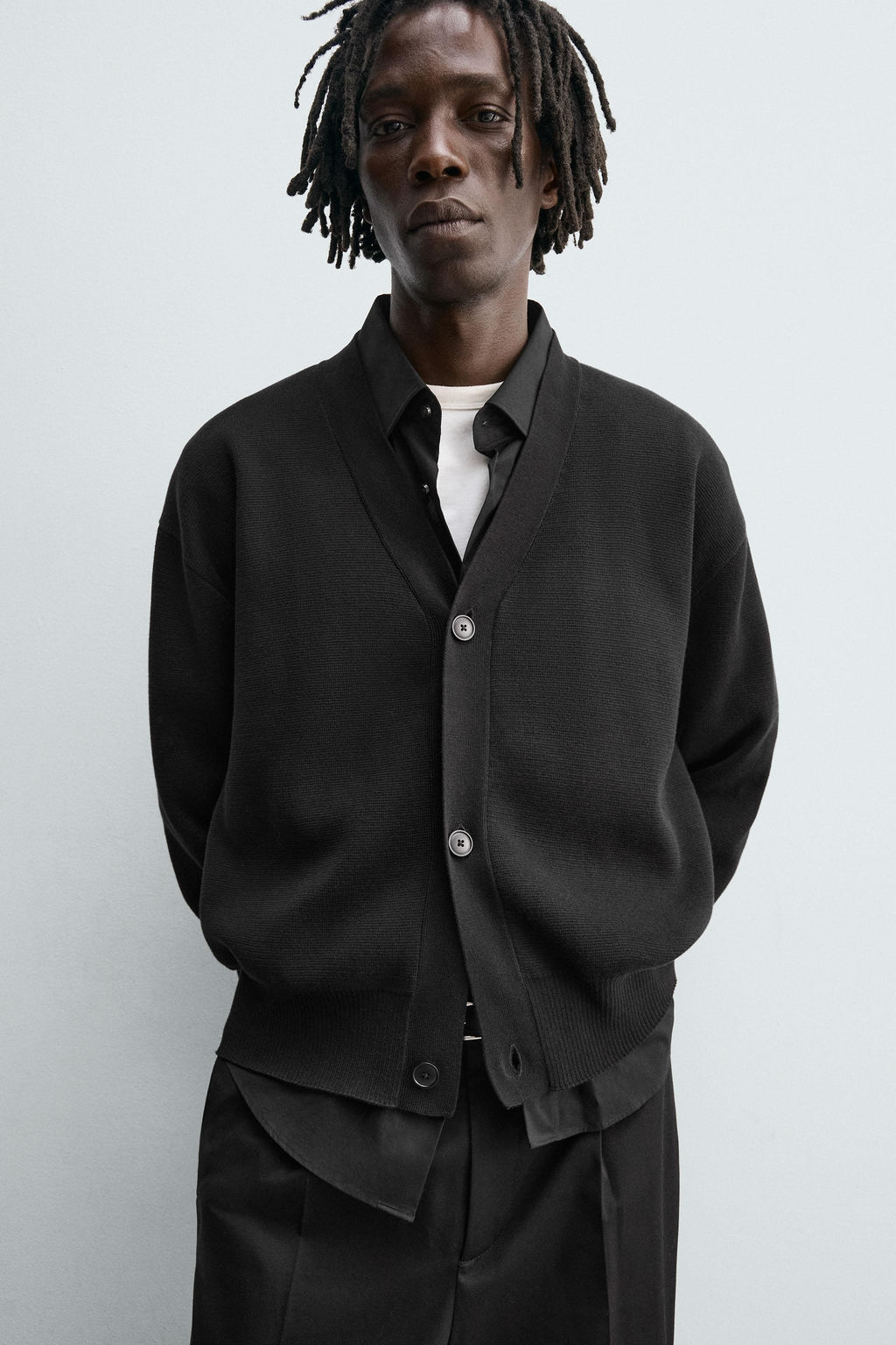 TEXTURED COTTON CARDIGAN