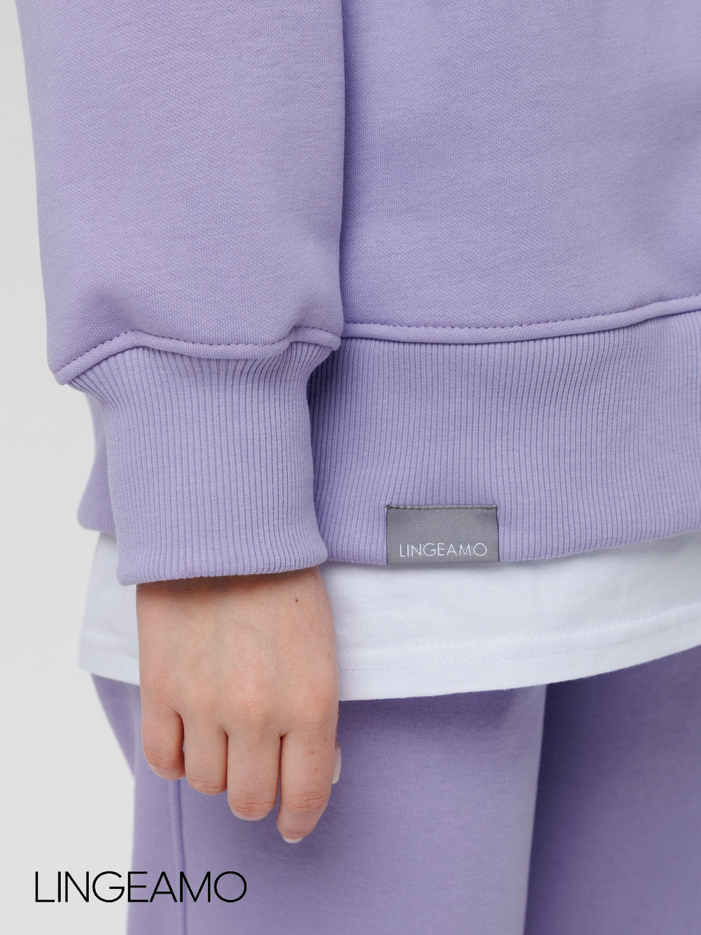 Женский свитшот оверсайз из футера с начесом Lingeamo сиреневый ВК-23 (32)  фото 9
