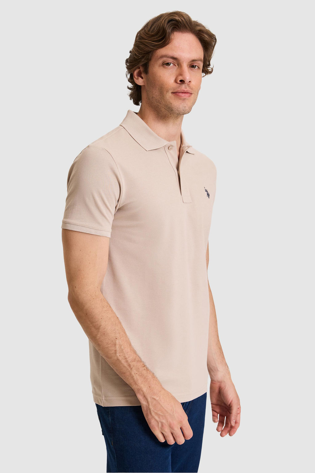 Erkek Slim Fit Polo Yaka Ta_ Basic Ti__rt