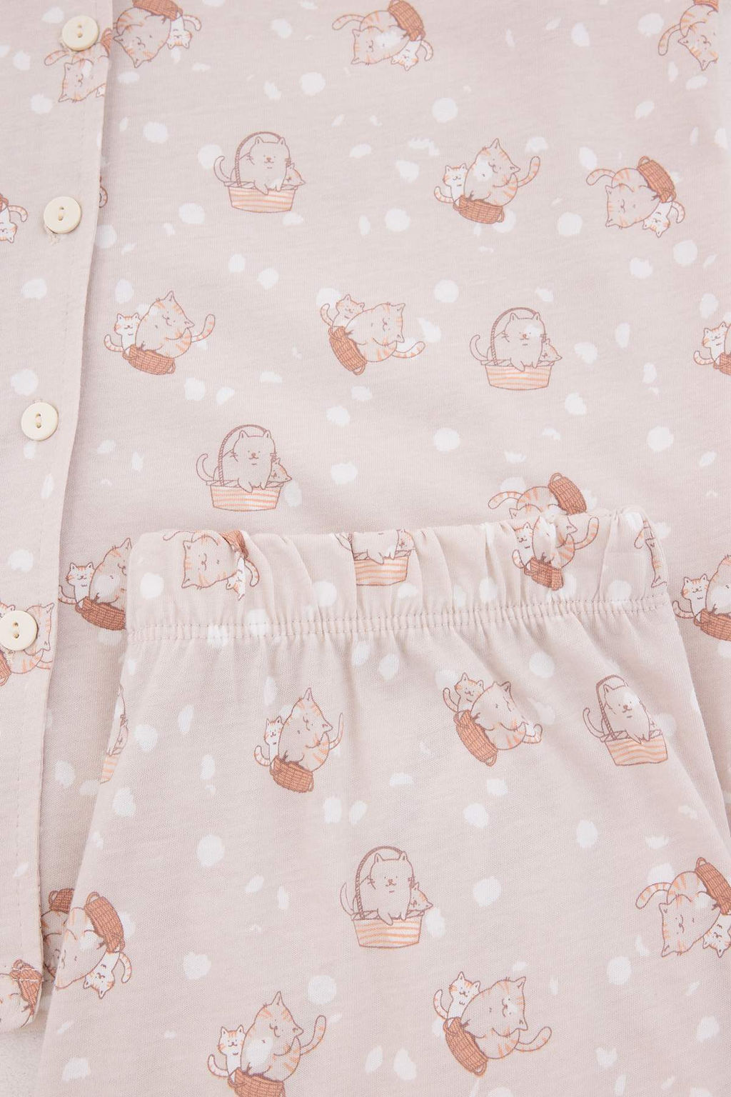 Bej %100 Pamuklu Kedi Desenli _rme Pijama Tak_m_ THMAW27PT00015 - Trendyolmilla фото 6