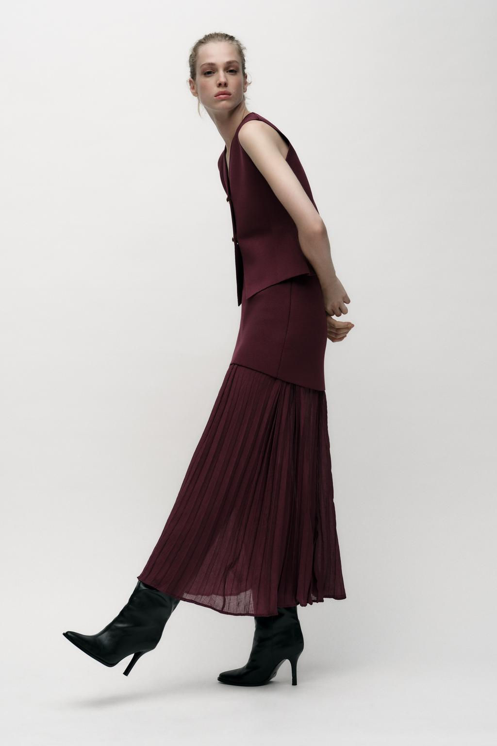 COMBINED PLEATED KNIT SKIRT - Zara фото 4