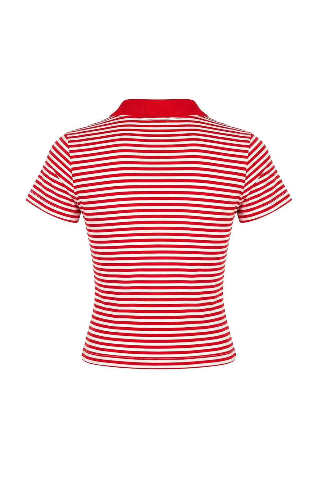 K?rm?z? Cizgili Fitted/Vucuda Oturan Polo Yaka K?sa Kollu %100 Pamuk Orme Bluz TWOSS26BZ00094 - Trendyolmilla фото 6