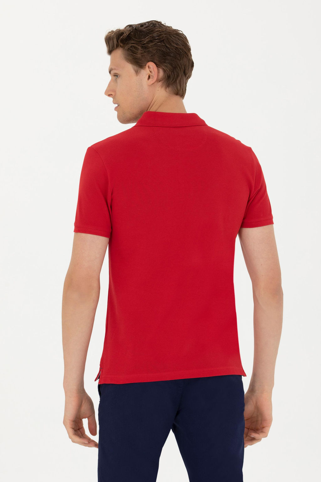Erkek Slim Fit Polo Yaka K_rm_z_ Basic Ti__rt