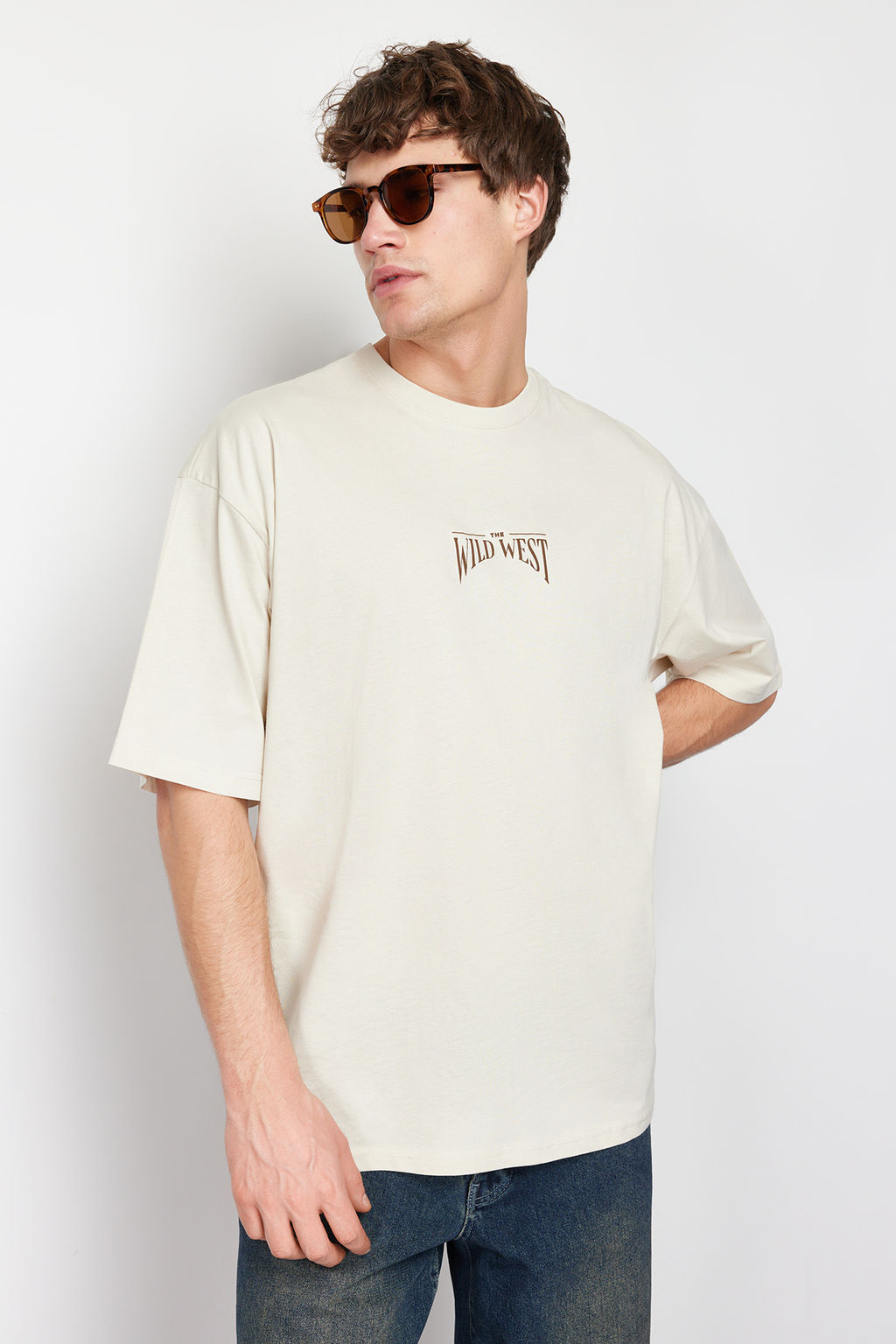 TRENDYOL MAN Siyah Oversize/Genis Kesim %100 Pamuklu S?rt Bask?l? T-Shirt TMNSS24TS00003 - Trendyolmilla фото 10