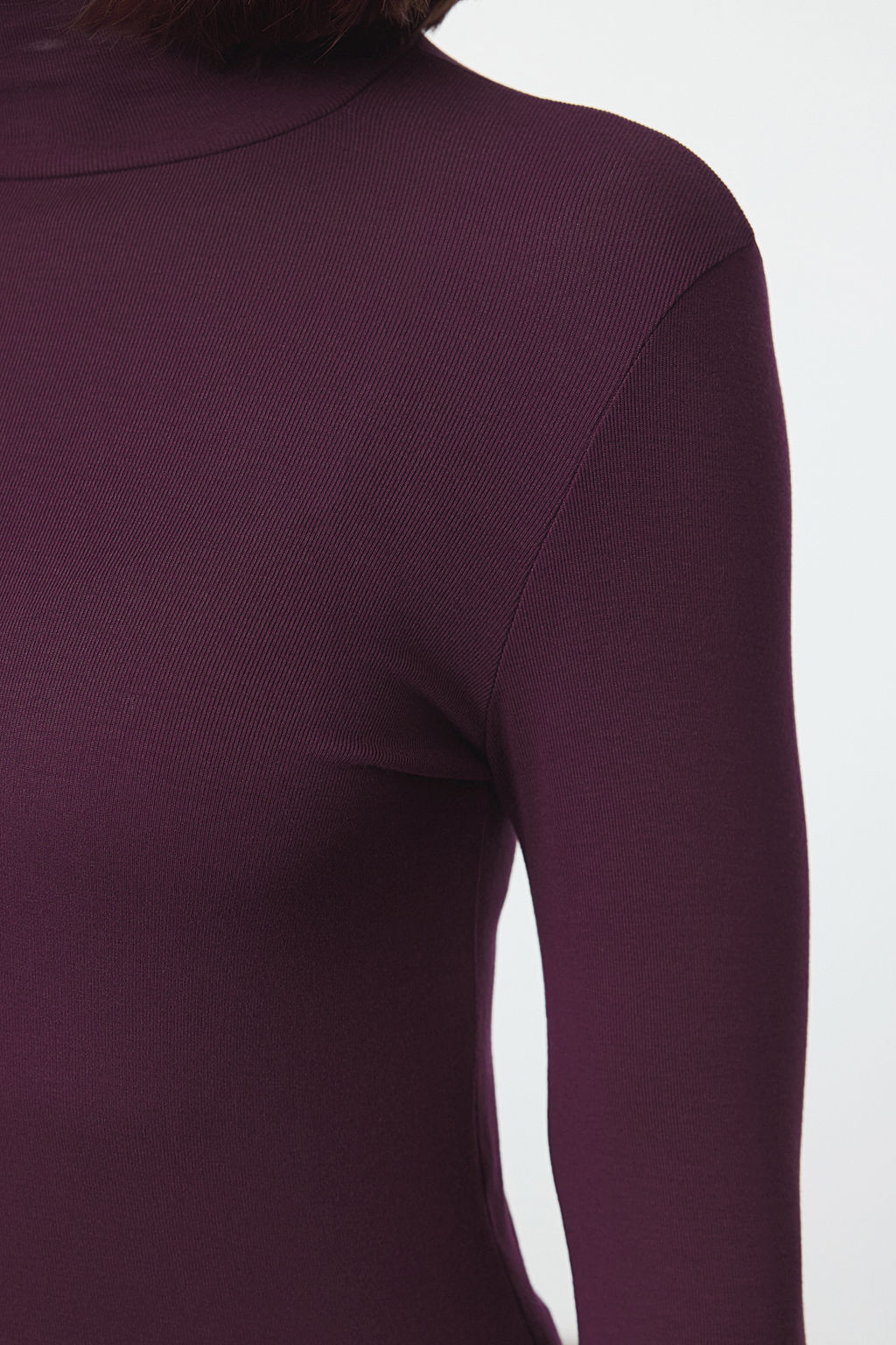 Trendyolmilla Bordo Premium Yumusak Kumasl? Bal?kc? Yaka Fitted/Vucuda Oturan Esnek Orme Bluz TWOAW24BZ00119  фото 51
