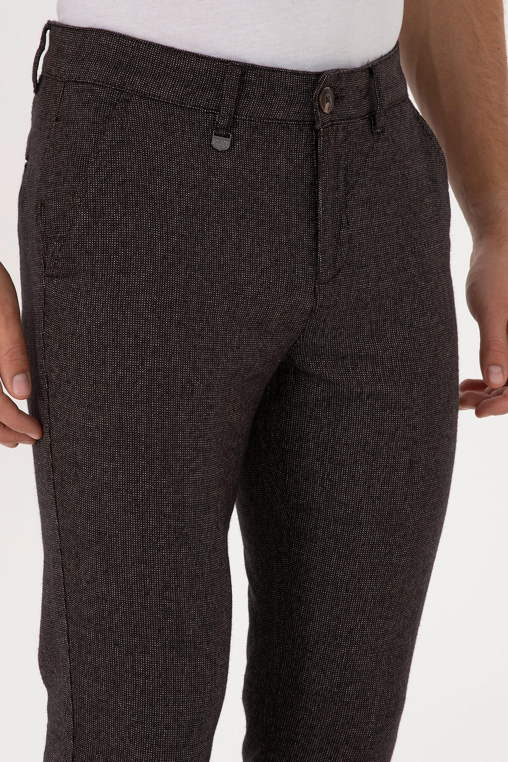 Erkek Koyu Kahverengi Slim Fit Kanvas / Chino Pantolon
