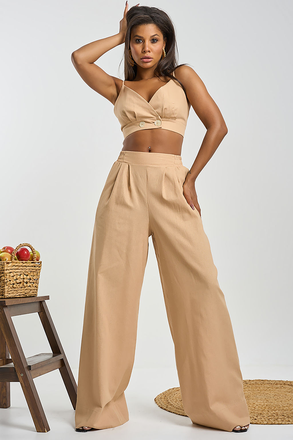 Топ льняной на регулируемых бретелях - Fly фото 6