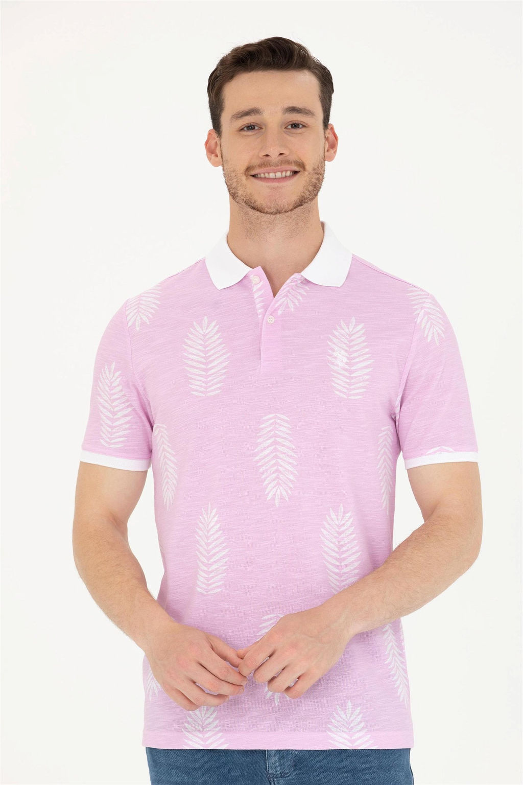 U. S. Polo Assn Мужская розовая футболка с воротником-поло - U.s. polo assn фото 8