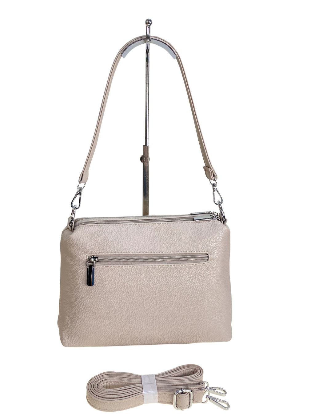 Женская сумка из искусственной кожи, цвет бежево-серый - Greta фото 2