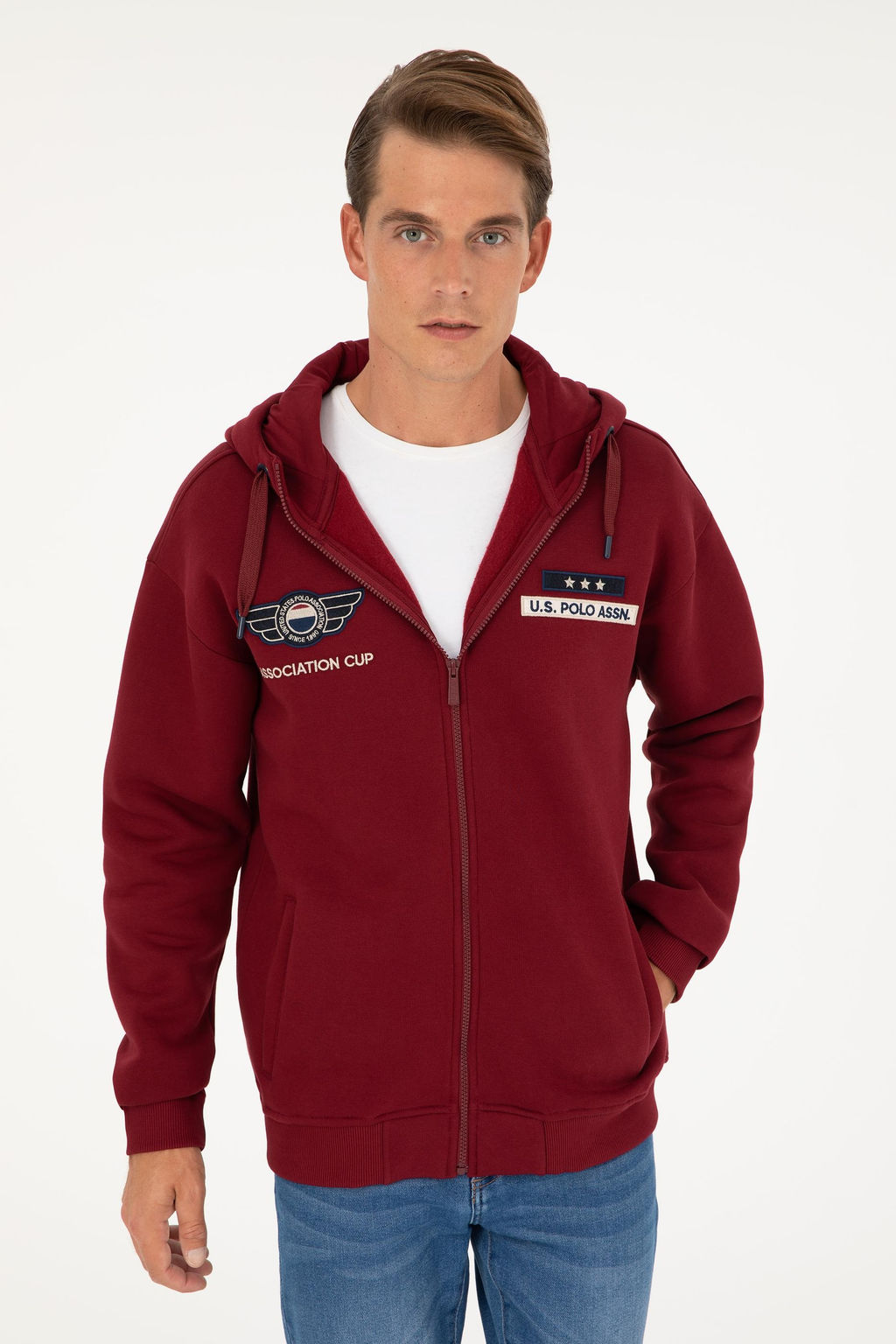 U. S. Polo Assn / Мужской бордовый вязаный кардиган - U.s. polo assn фото 3