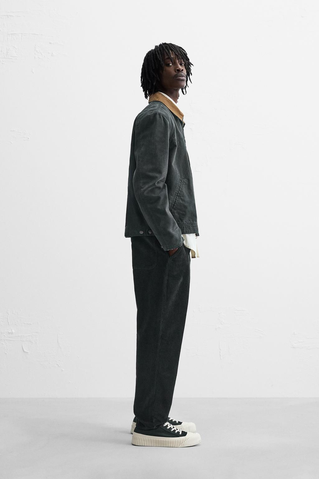 CORDUROY CARROT FIT TROUSERS - Zara фото 4
